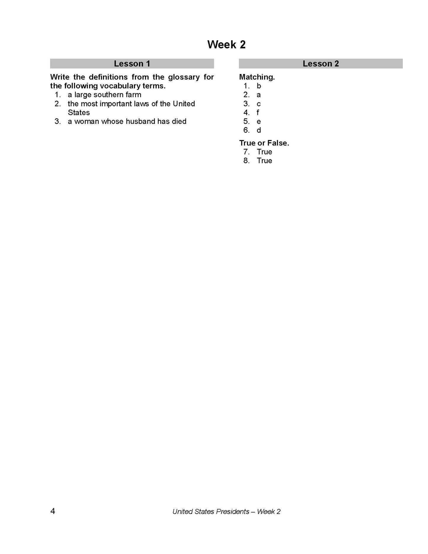 History Grade 02 - The U.S. Presidents