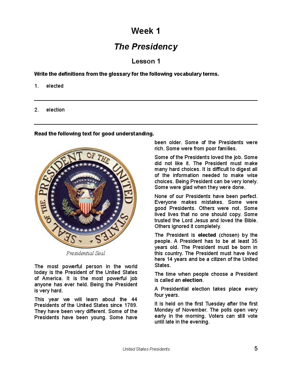 History Grade 02 - The U.S. Presidents