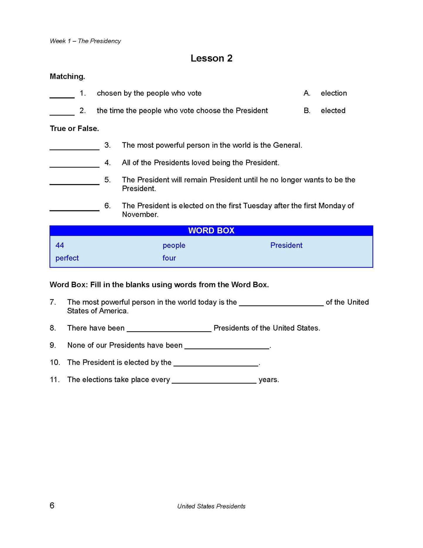 History Grade 02 - The U.S. Presidents