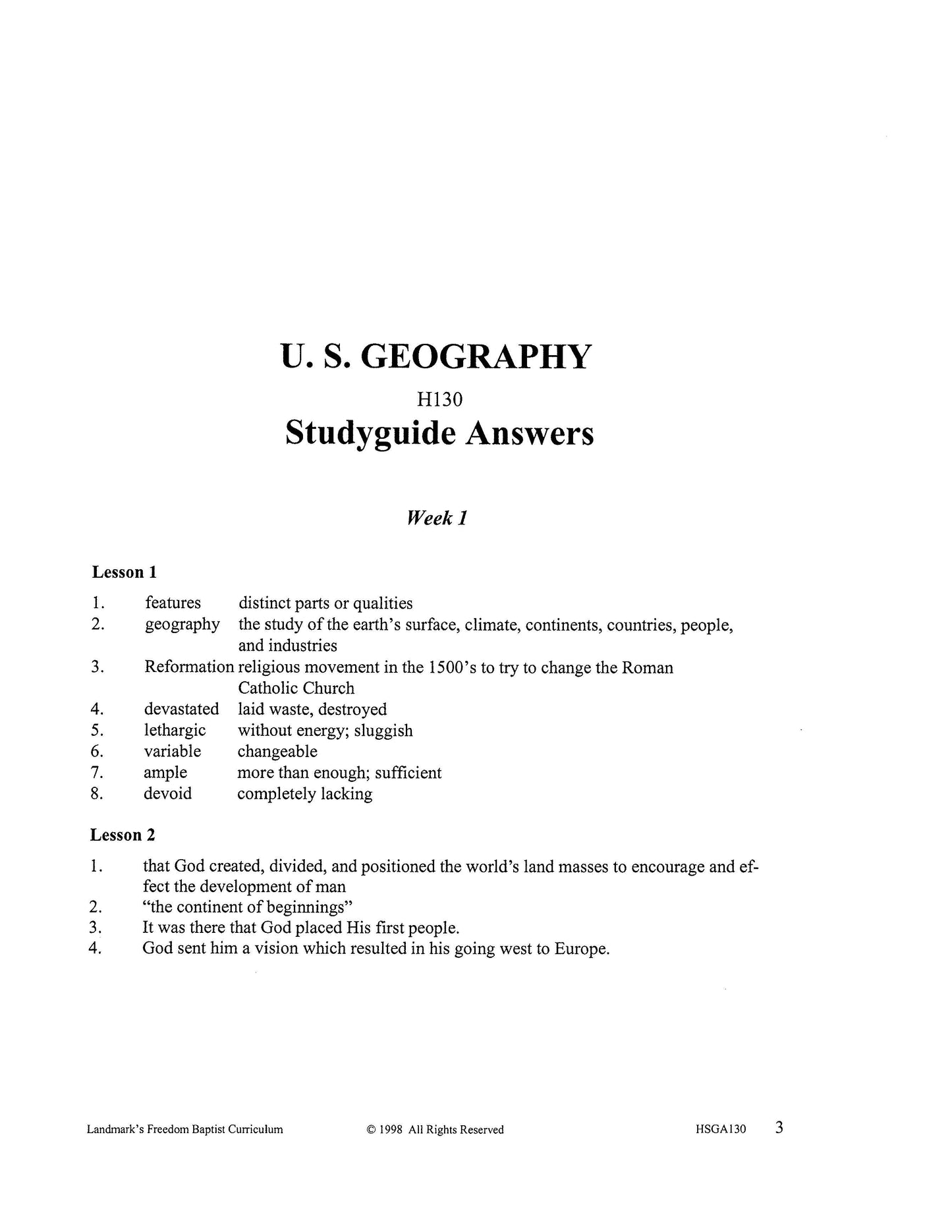 History Grade 06 - U.S. Geography