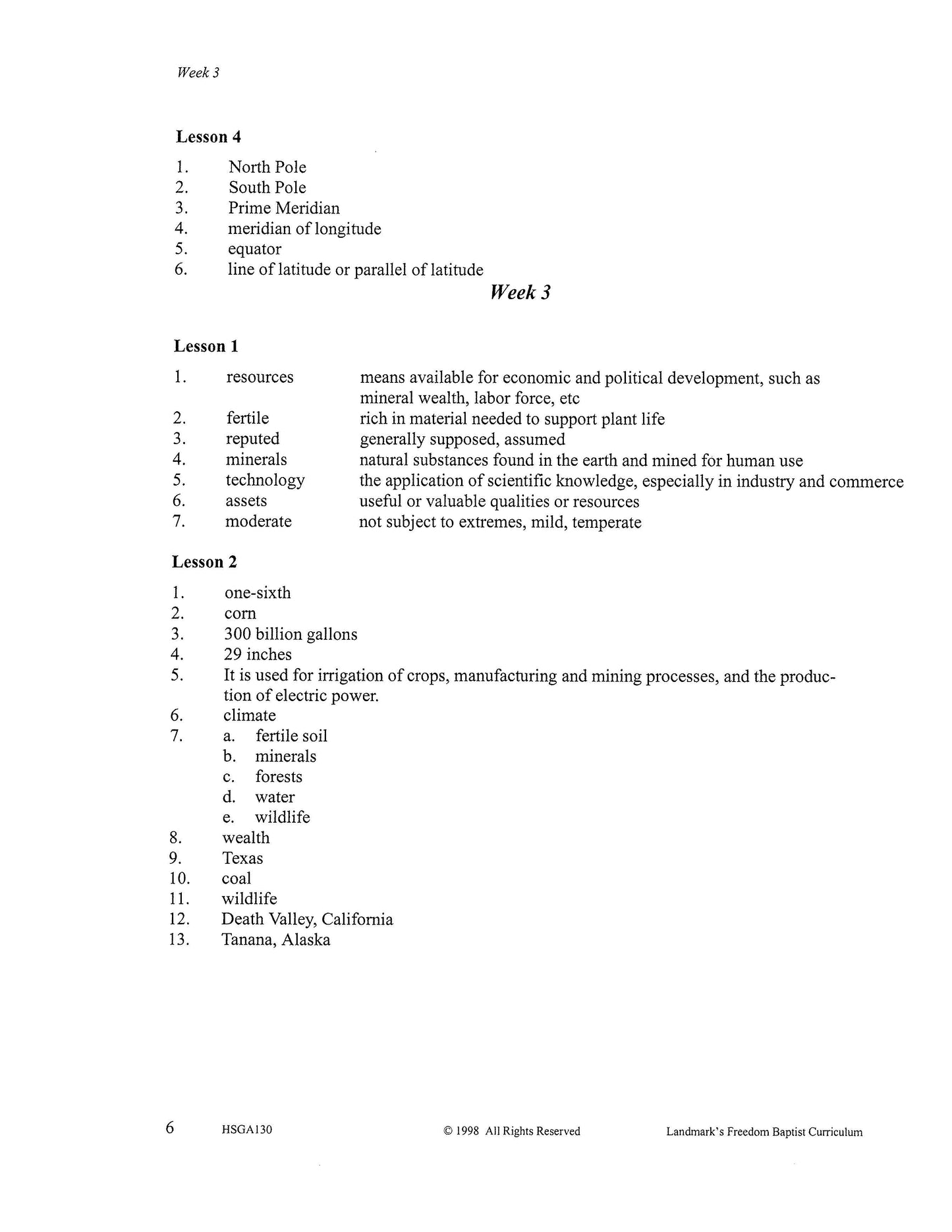 History Grade 06 - U.S. Geography