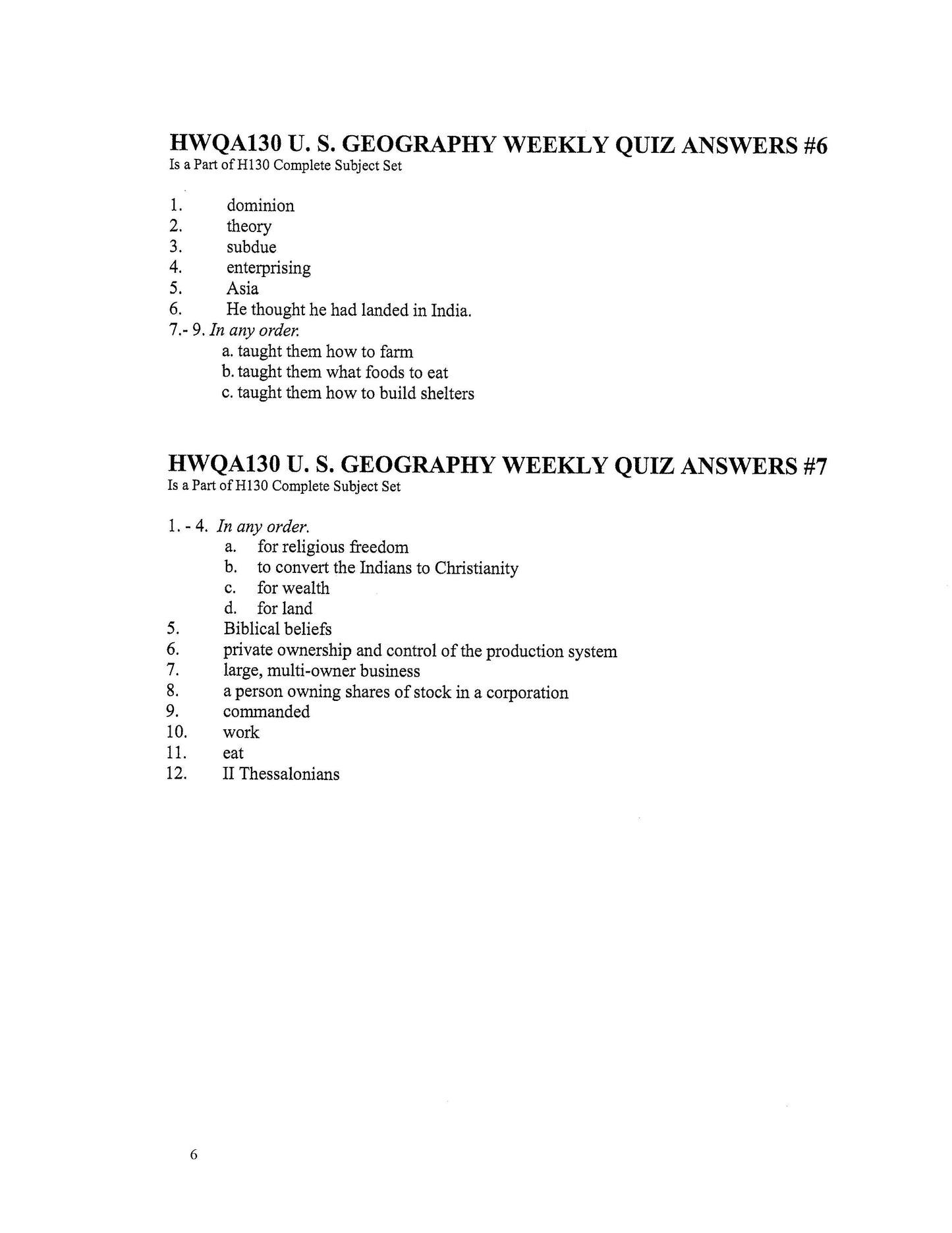 History Grade 06 - U.S. Geography