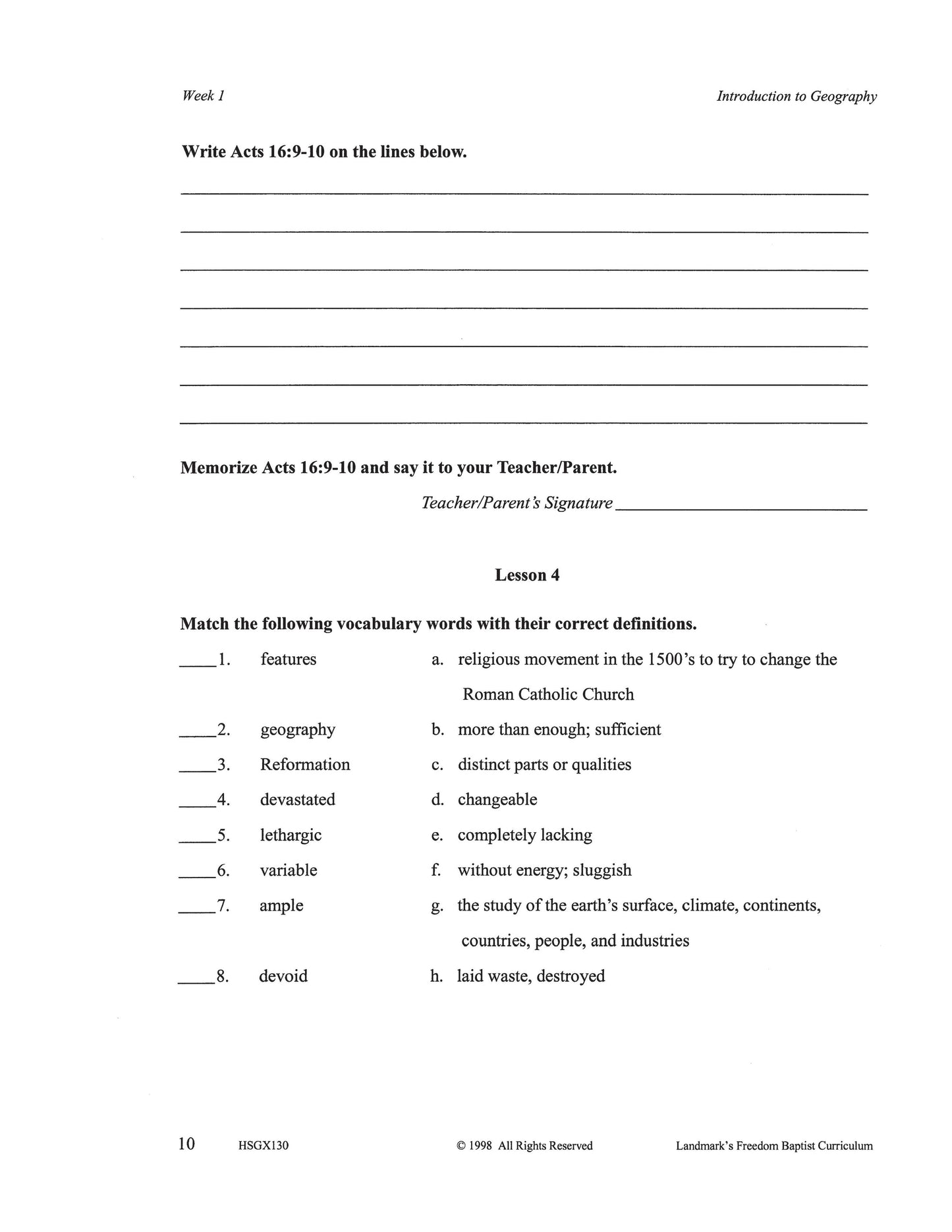 History Grade 06 - U.S. Geography