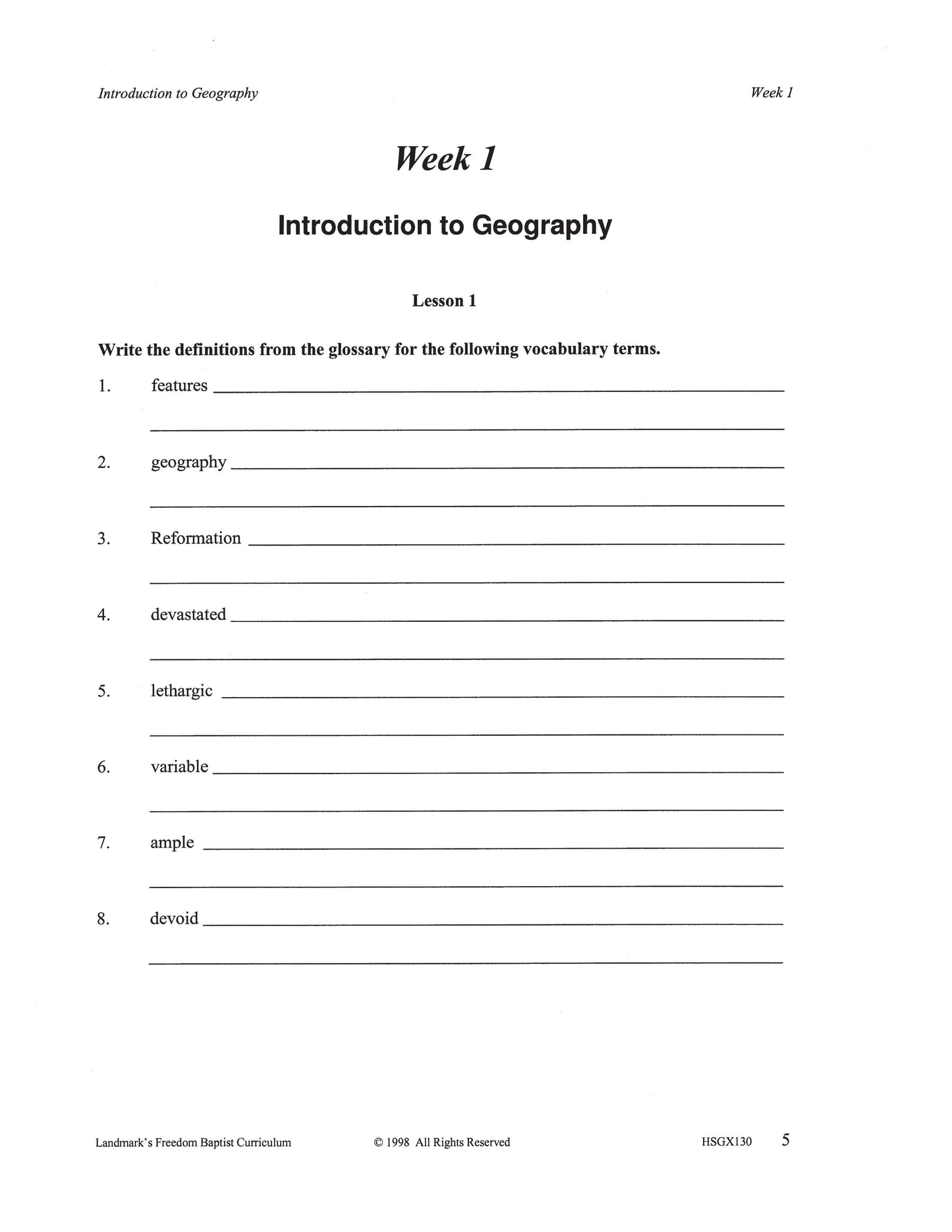 History Grade 06 - U.S. Geography