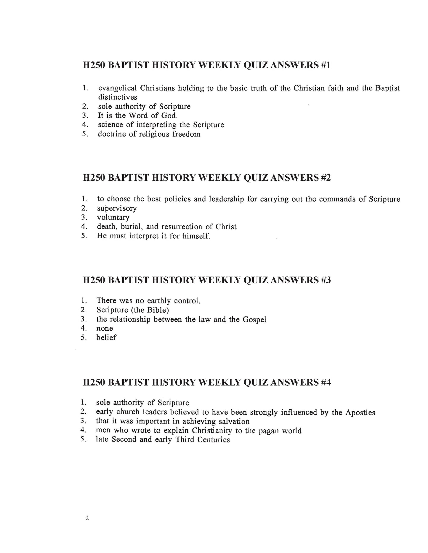 History Elective - Baptist History
