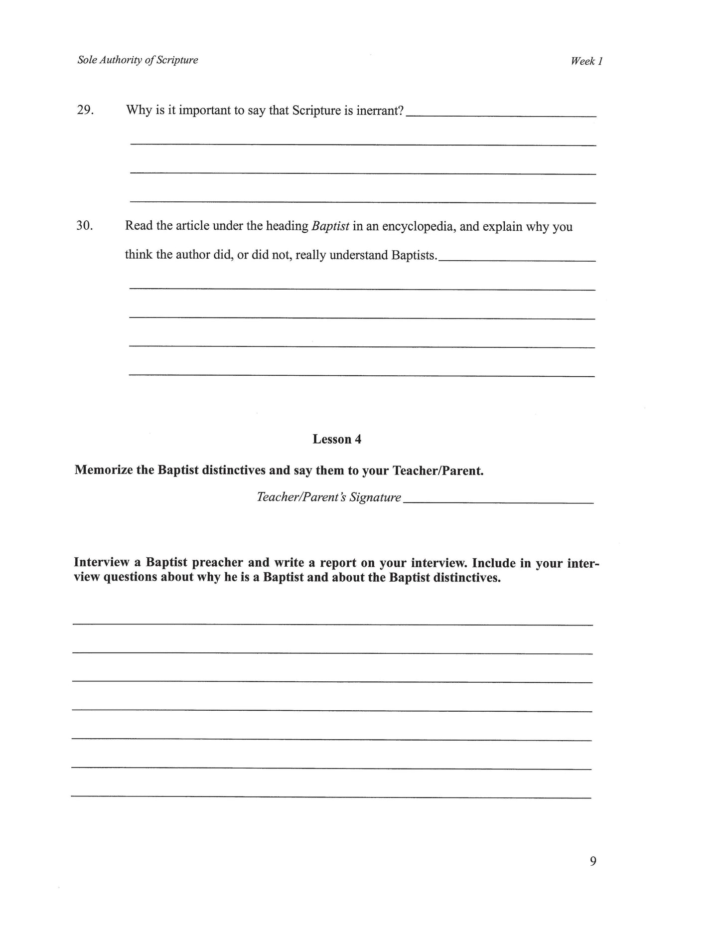 History Elective - Baptist History