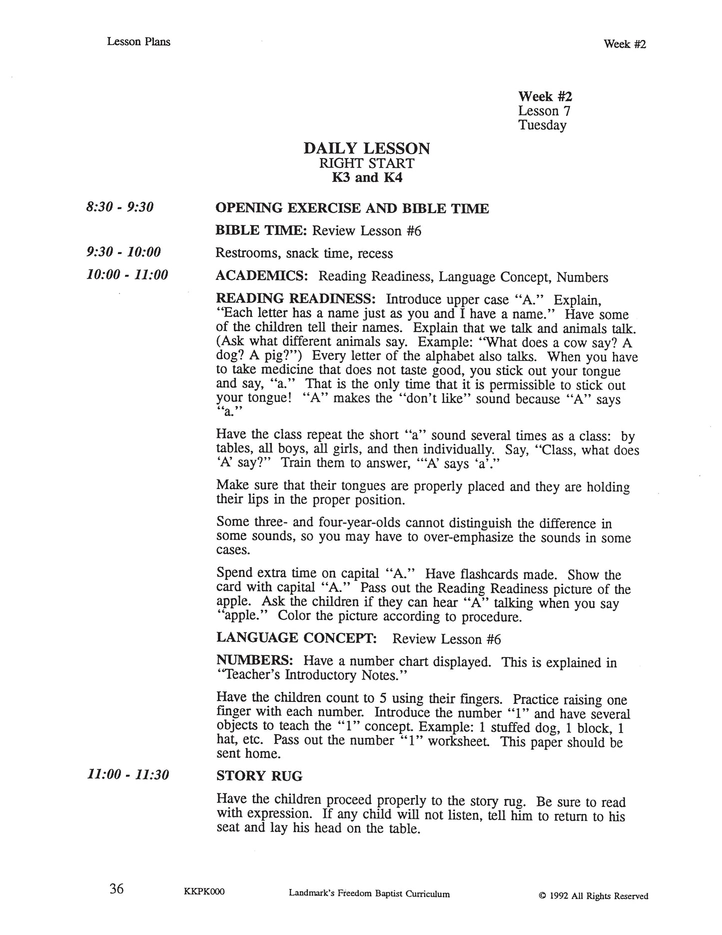 K3 Teacher's Curriculum Manual