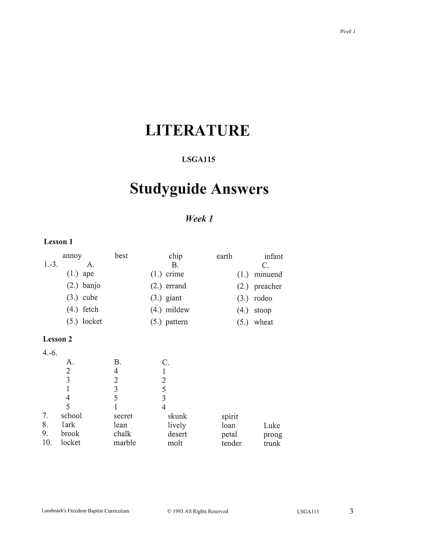 Literature Grade 03