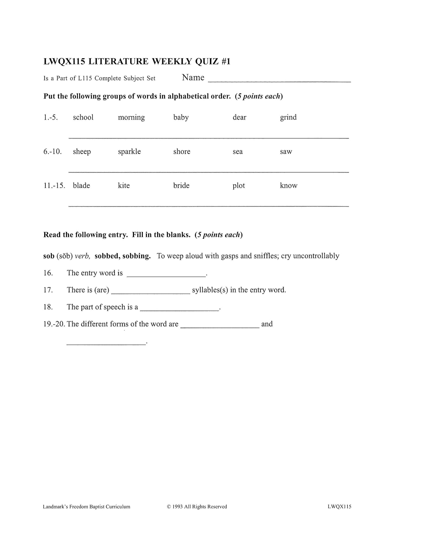 Literature Grade 03