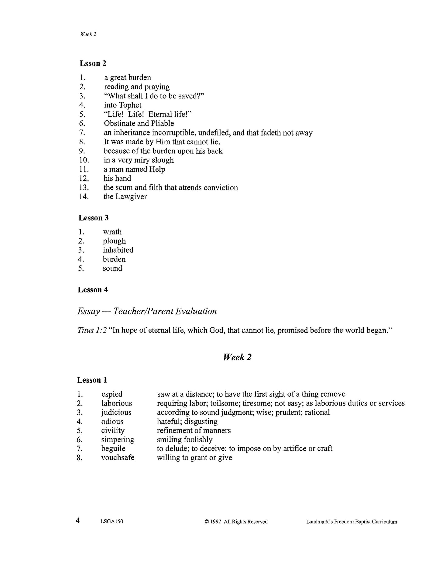 Literature Grade 10 - John Bunyan's The Pilgrim's Progress (ELECTIVE)