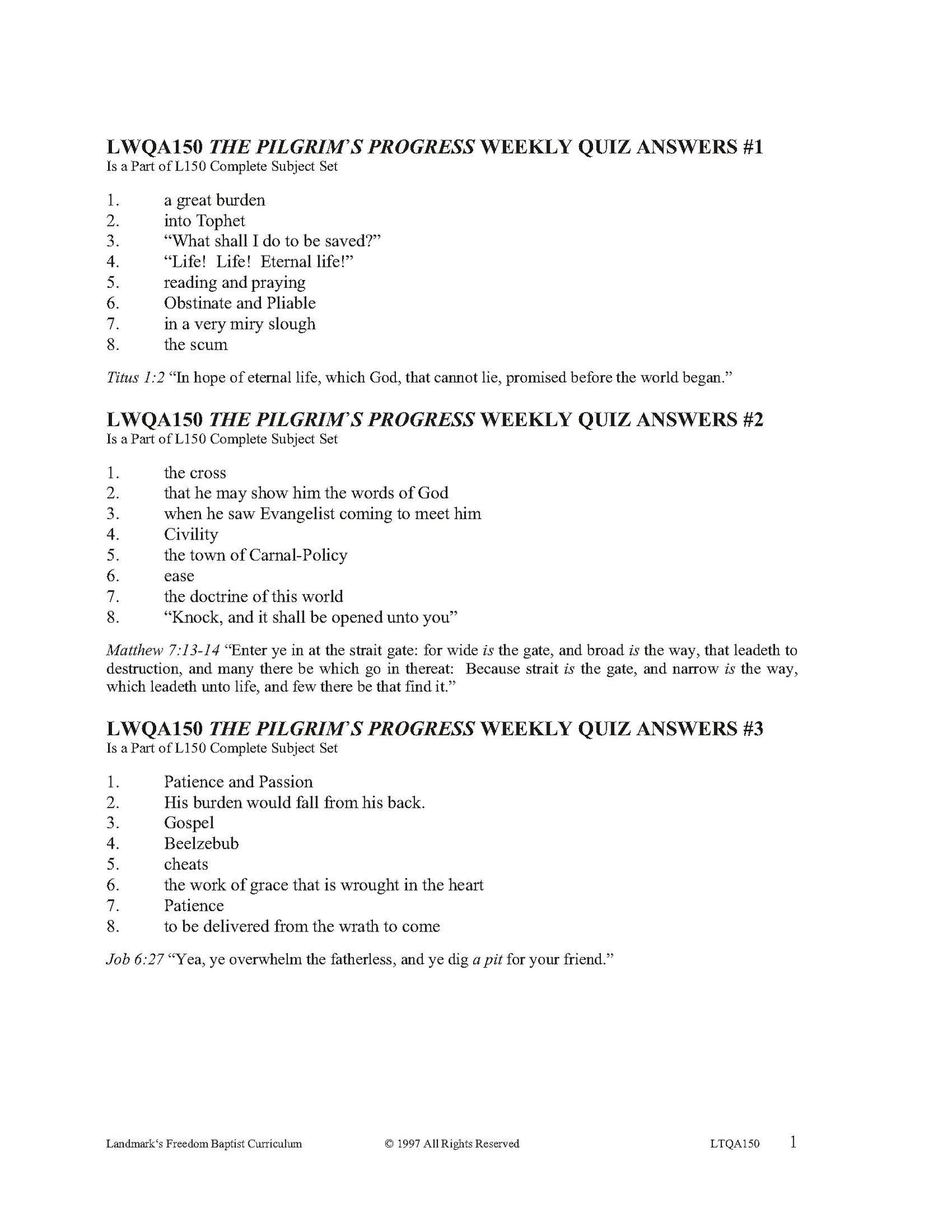 Literature Grade 10 - John Bunyan's The Pilgrim's Progress (ELECTIVE)
