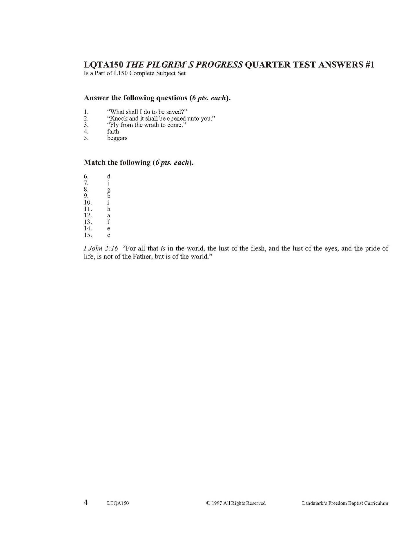 Literature Grade 10 - John Bunyan's The Pilgrim's Progress (ELECTIVE)