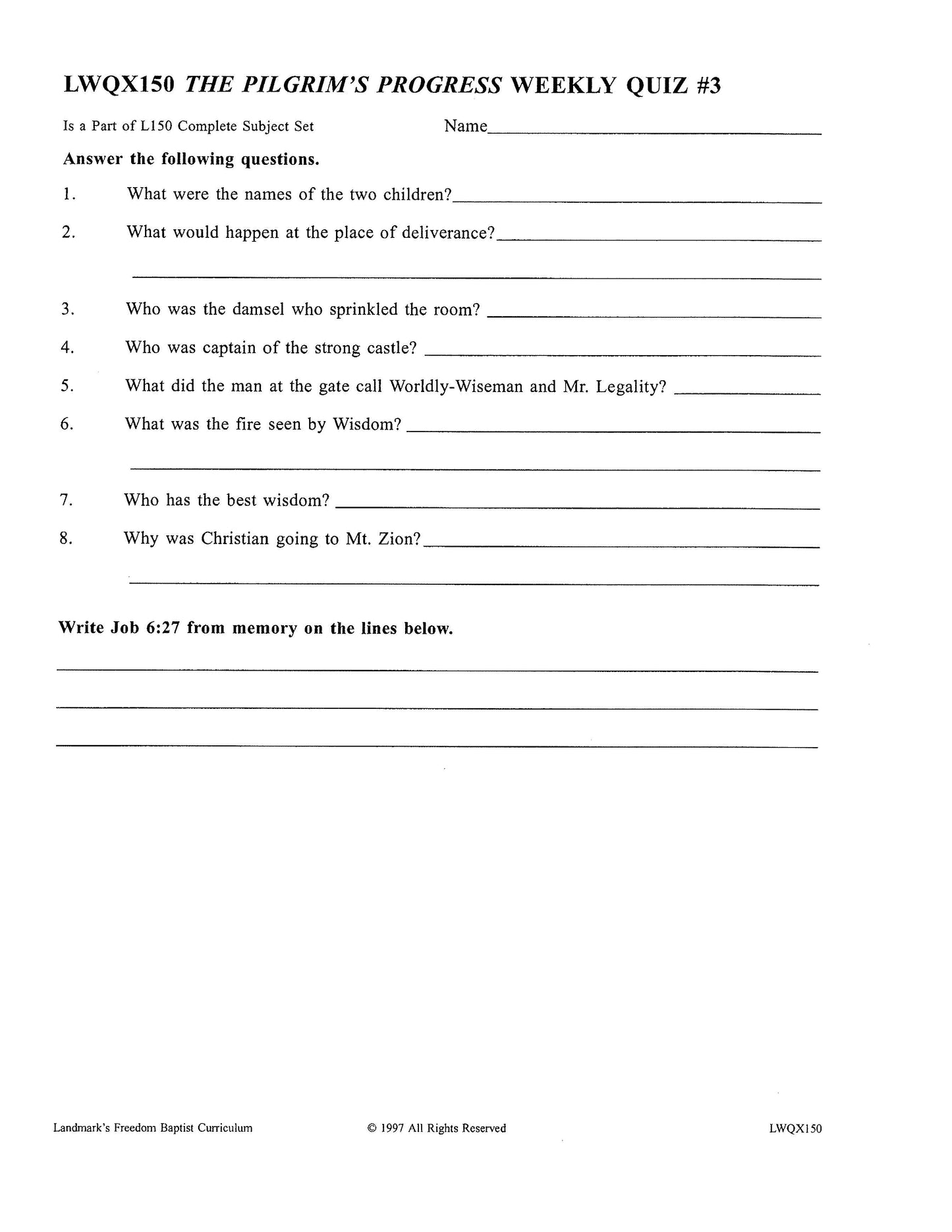 Literature Grade 10 - John Bunyan's The Pilgrim's Progress (ELECTIVE)