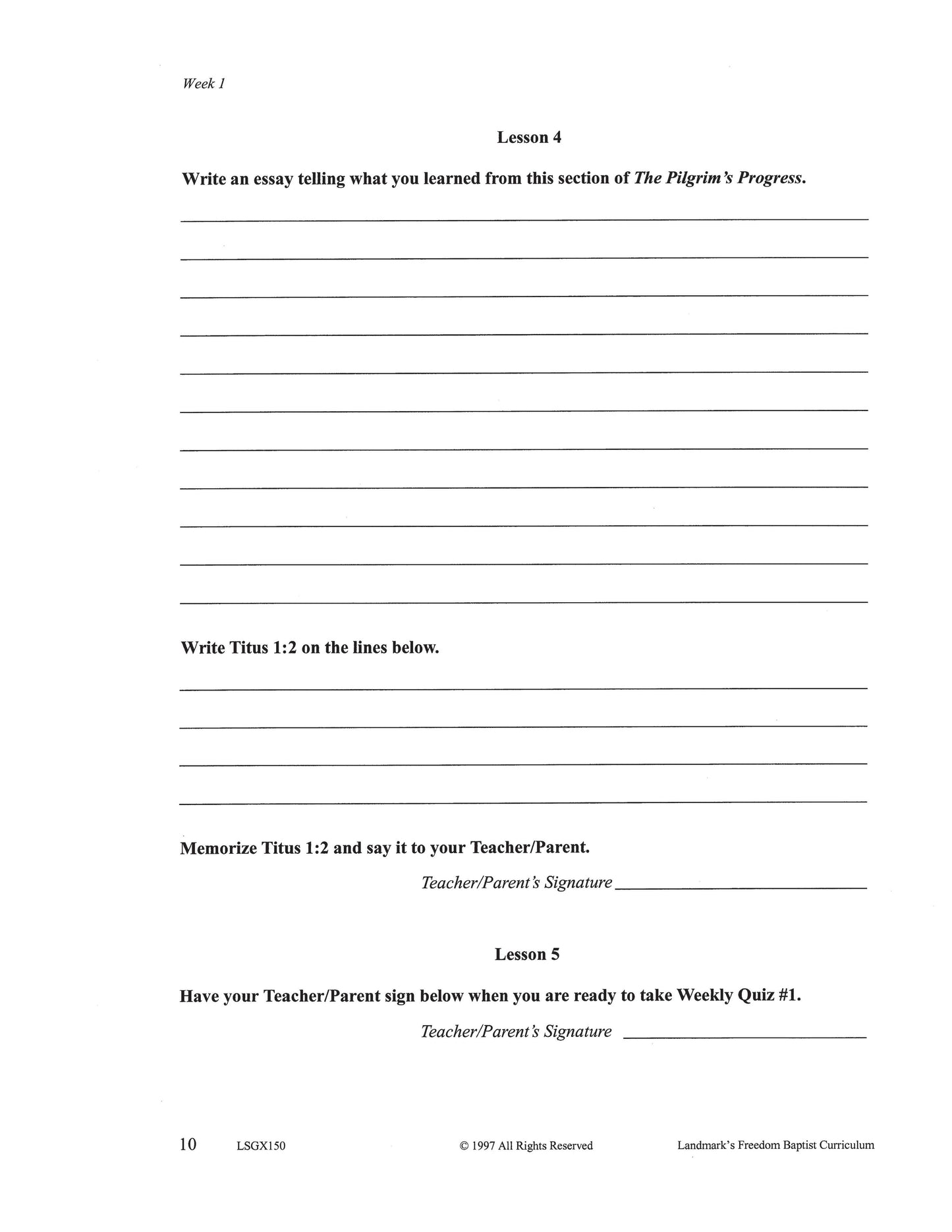 Literature Grade 10 - John Bunyan's The Pilgrim's Progress (ELECTIVE)