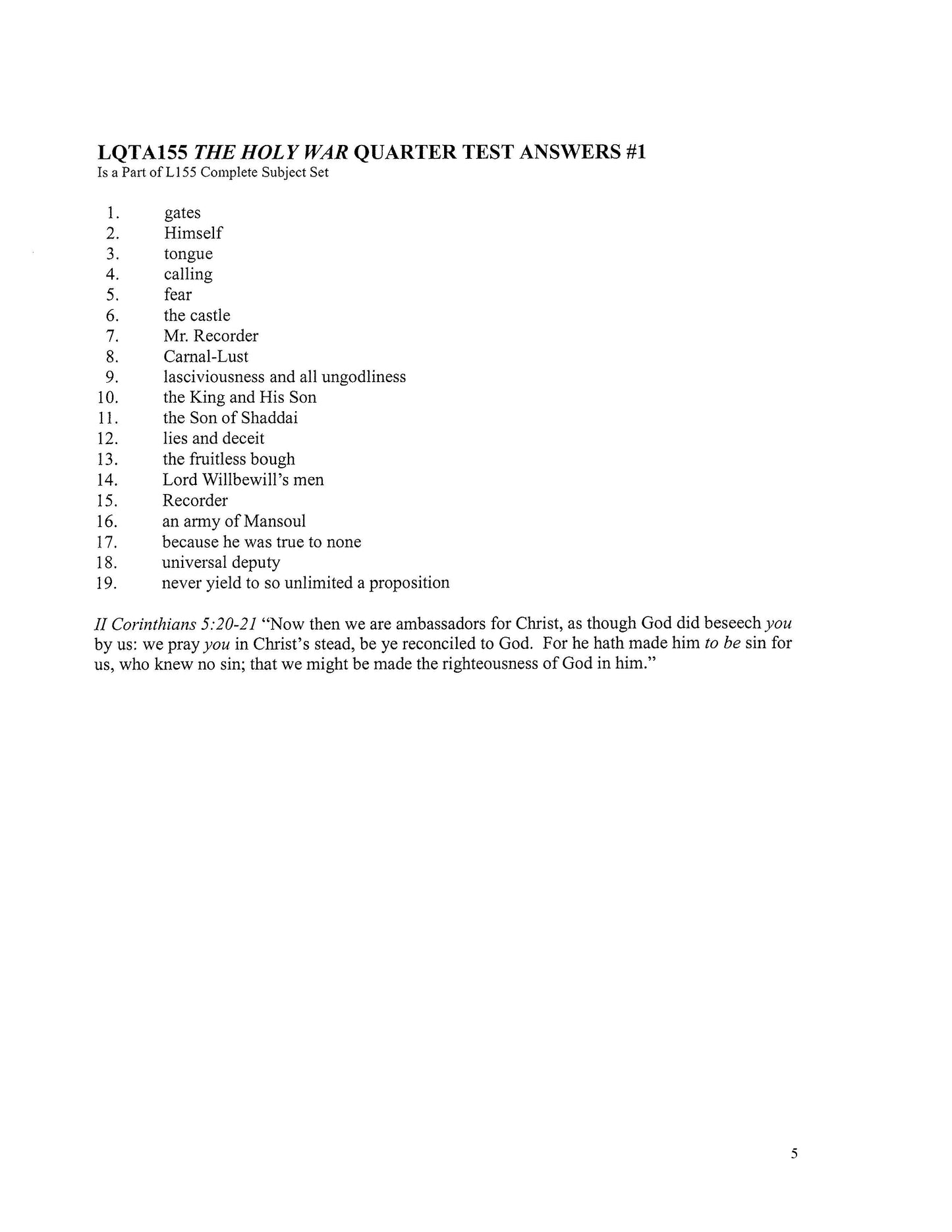 Literature Grade 11 - John Bunyan's The Holy War (ELECTIVE)