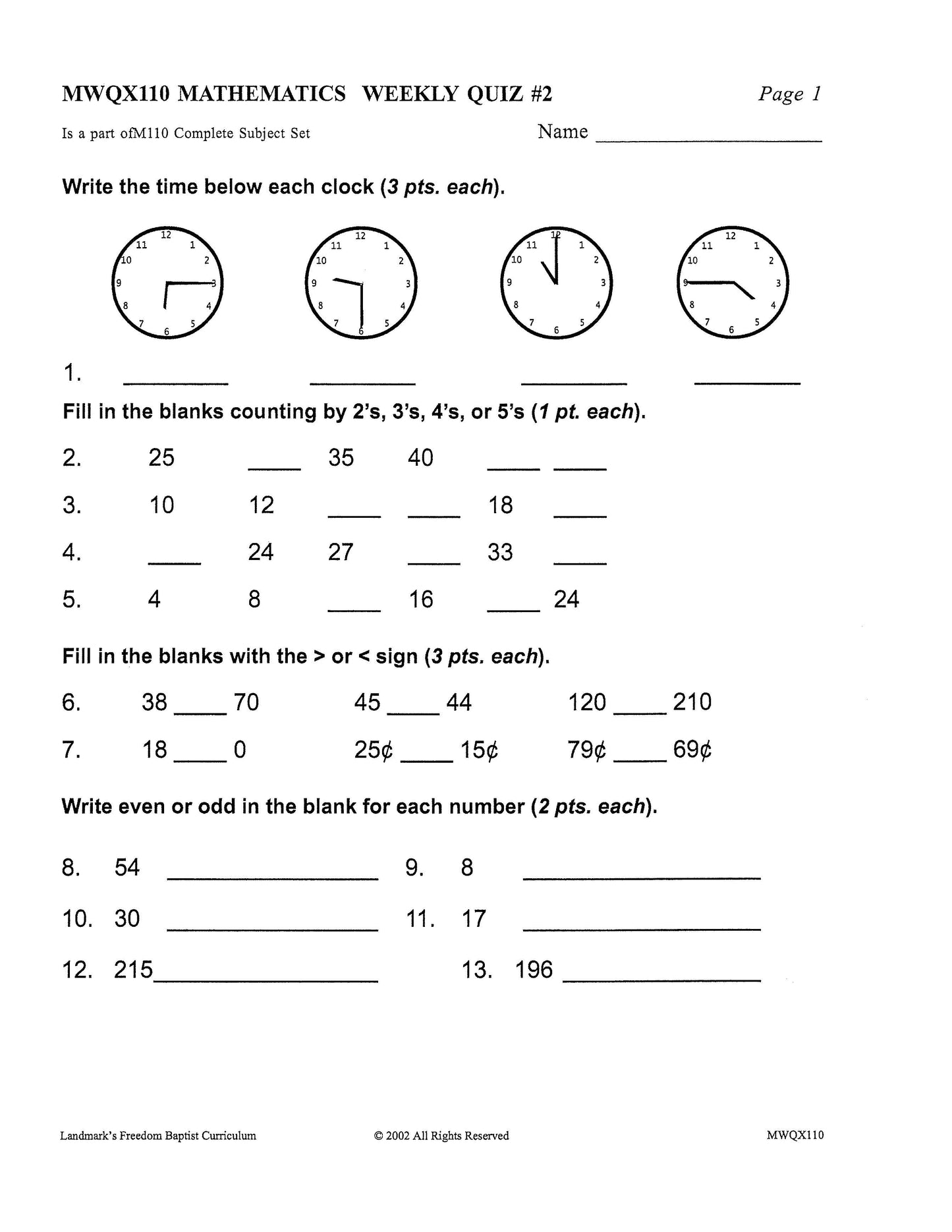 Math Grade 02