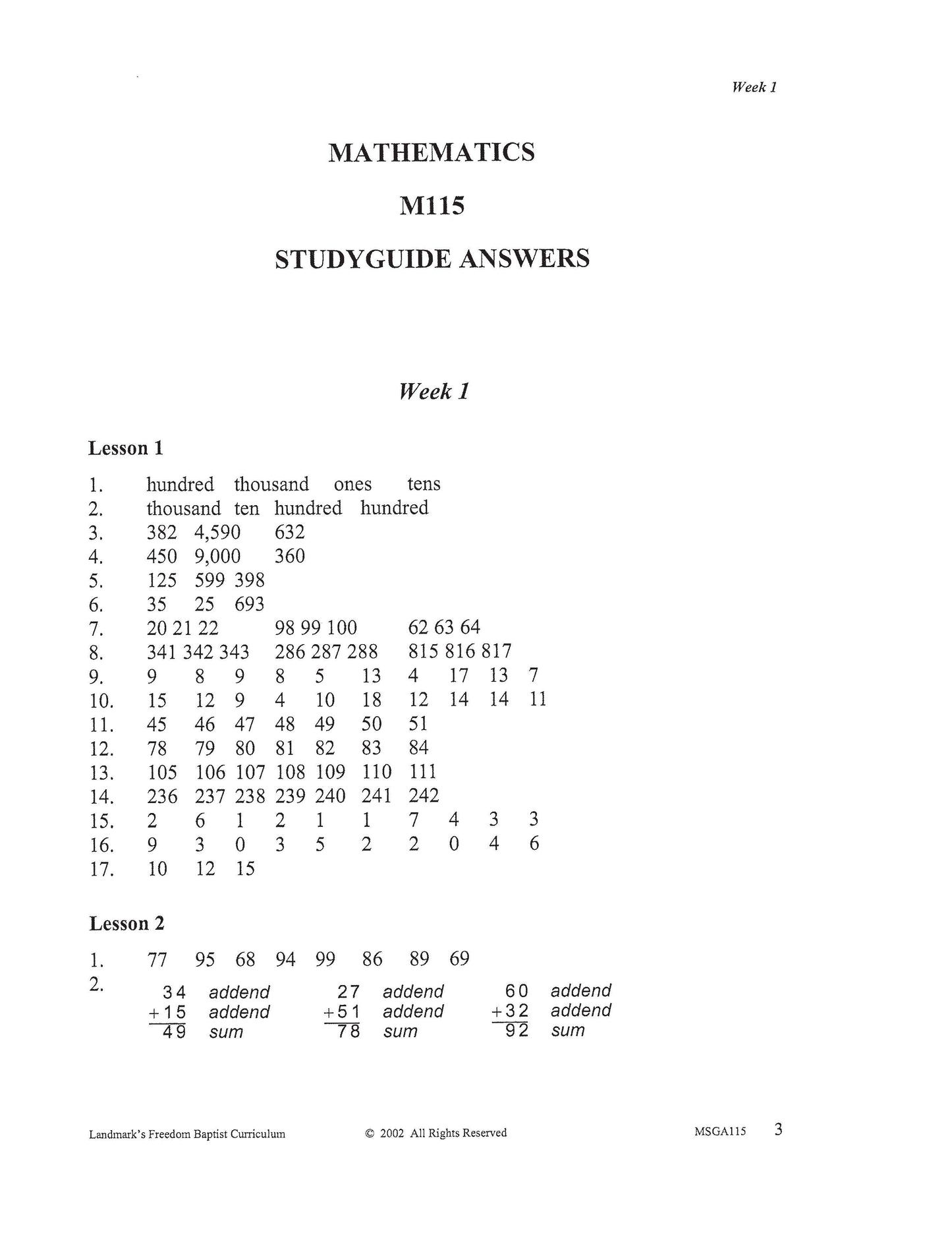 Math Grade 03
