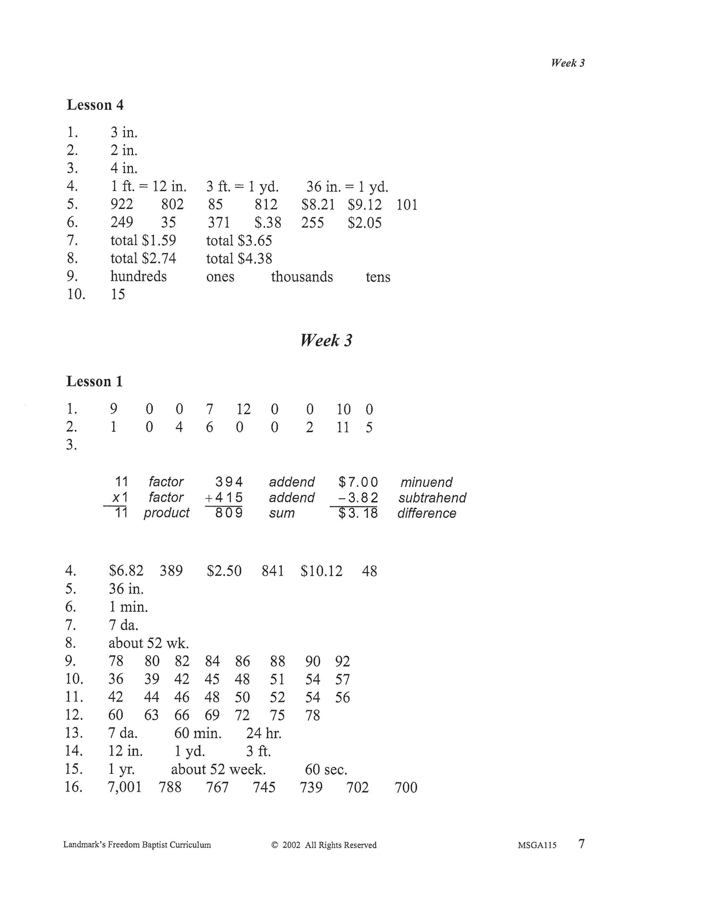 Math Grade 03