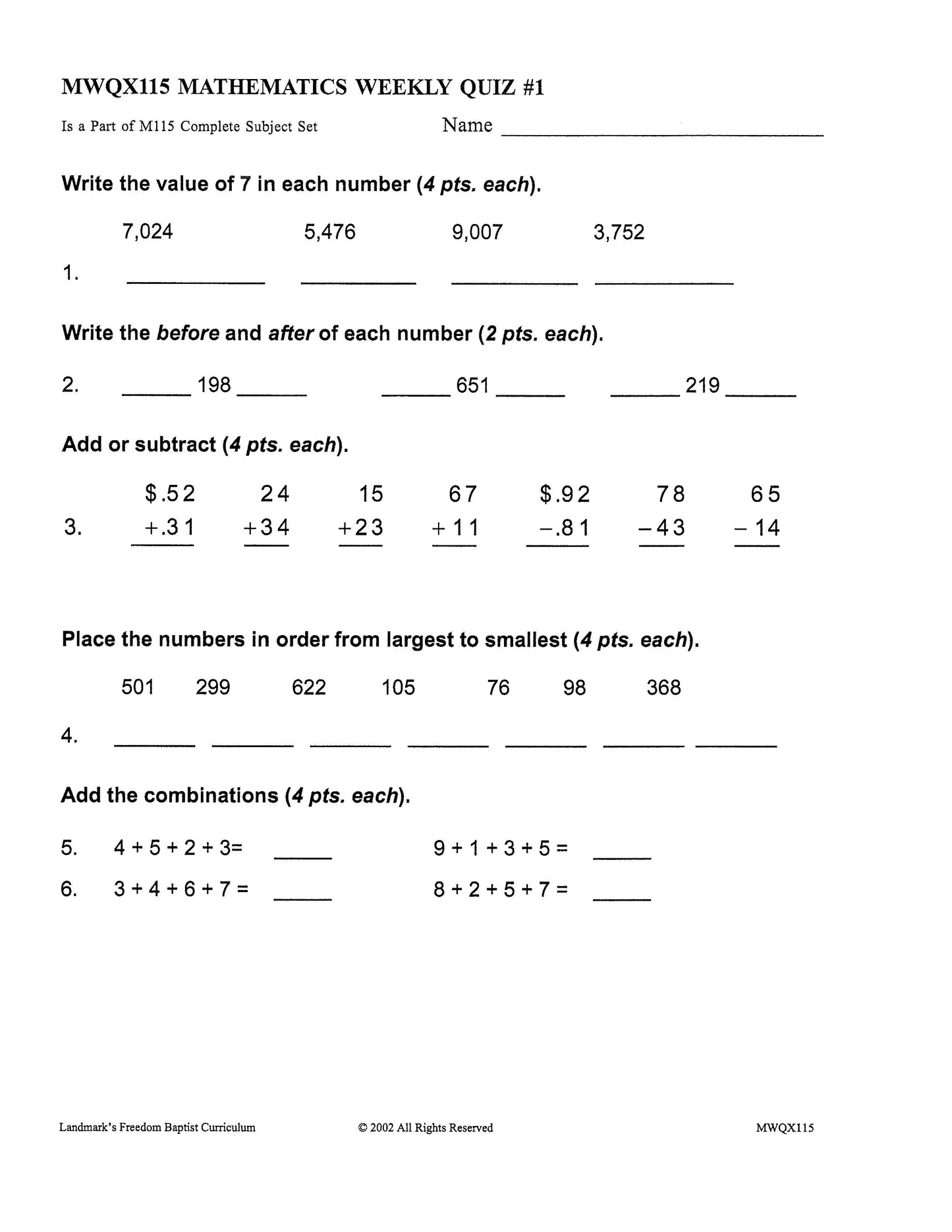Math Grade 03