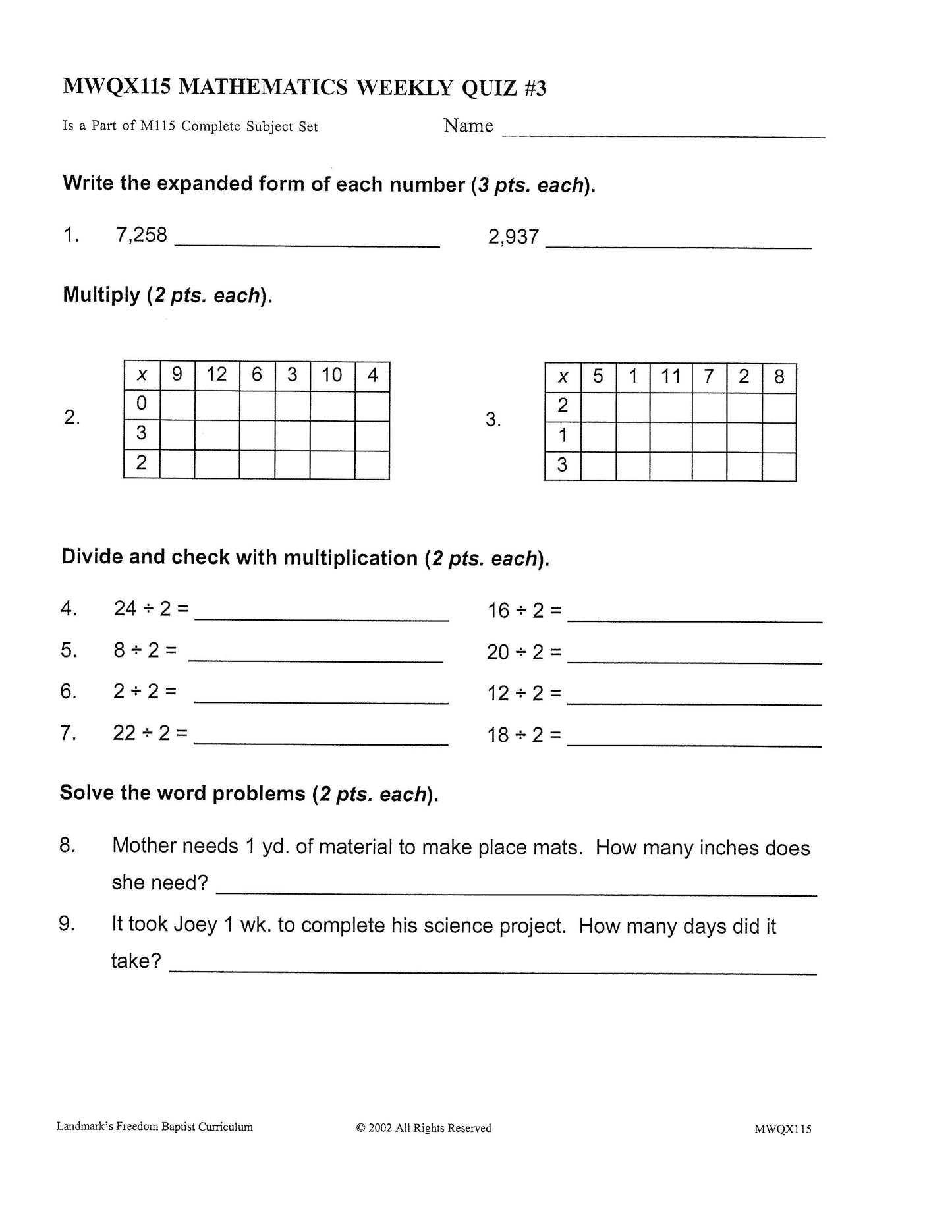 Math Grade 03