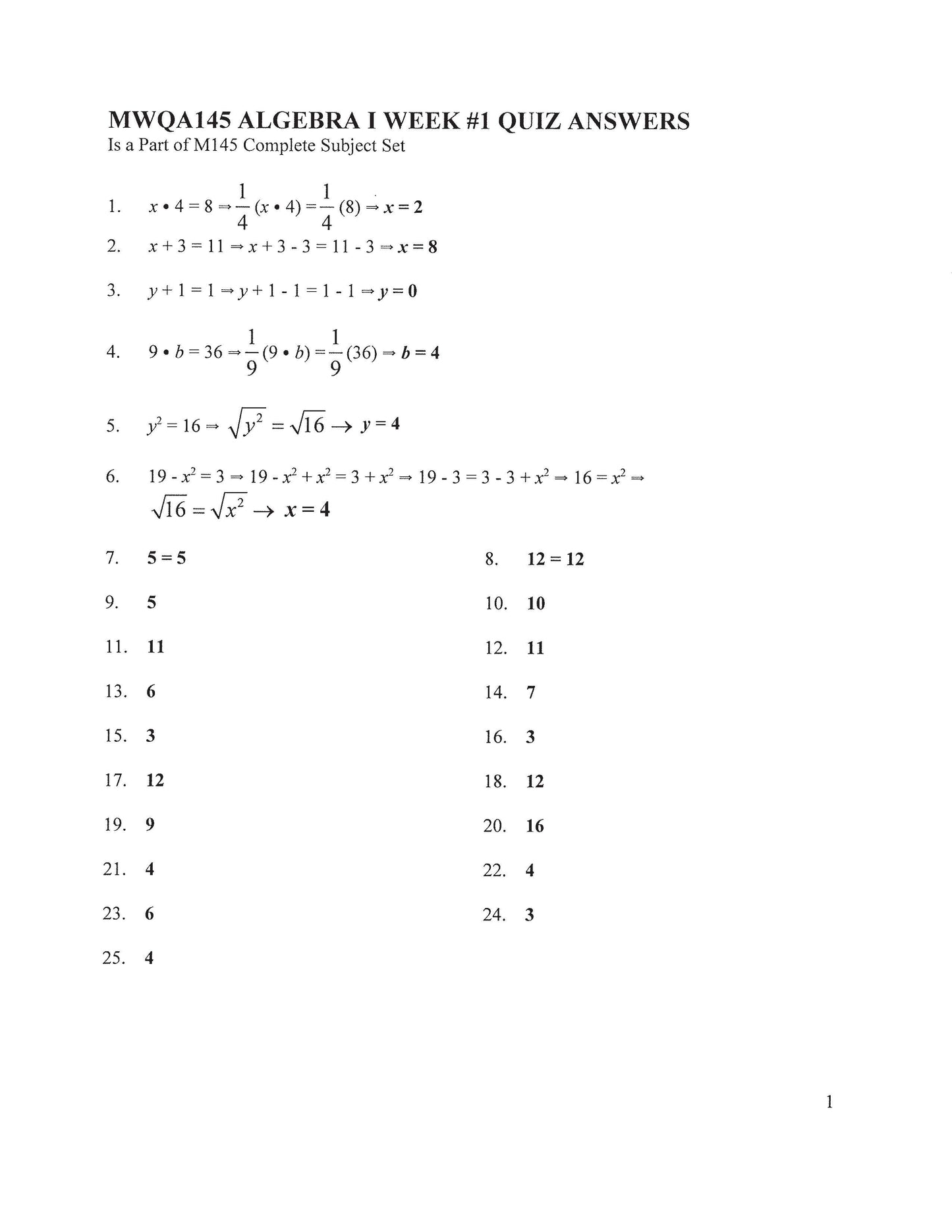 Math Grade 09 - Algebra I