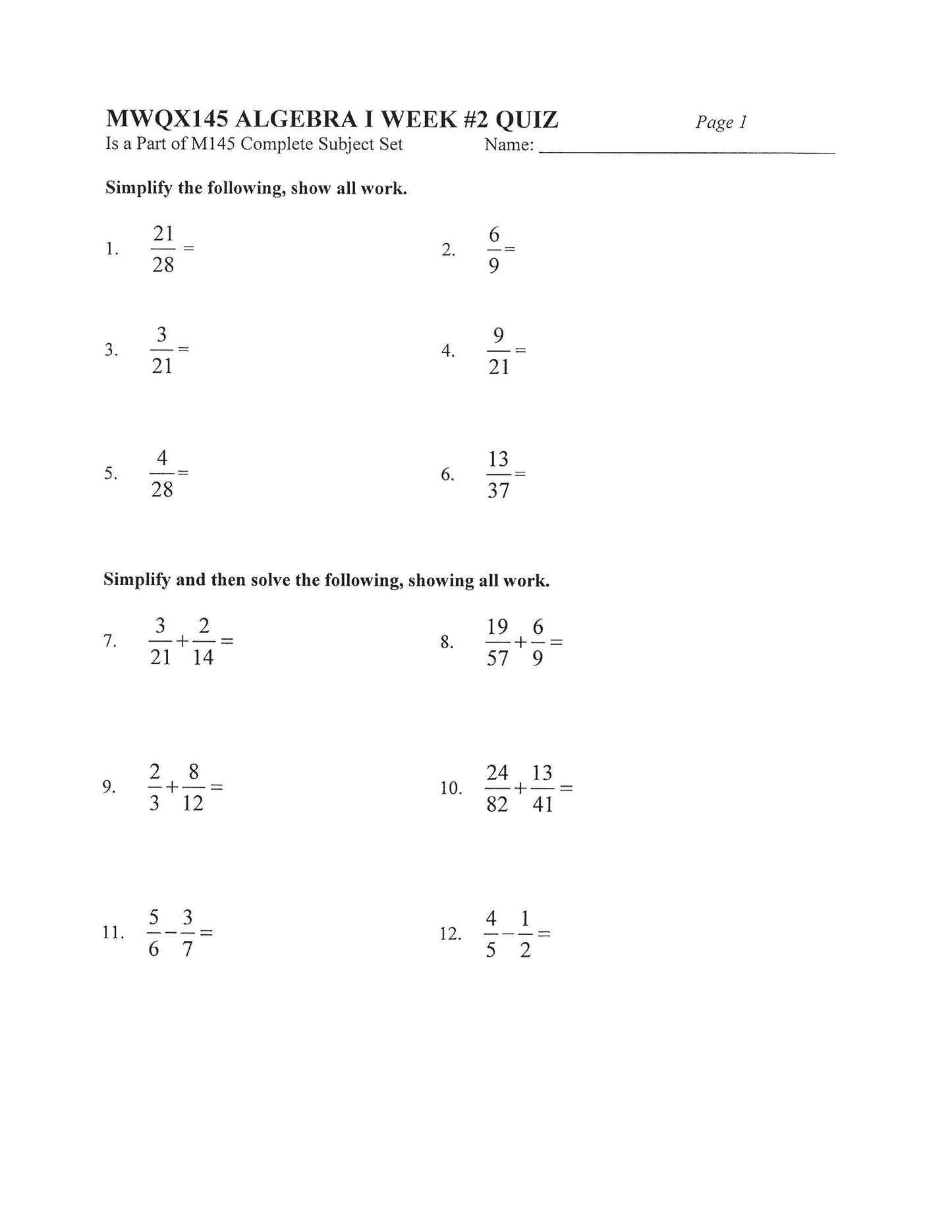Math Grade 09 - Algebra I