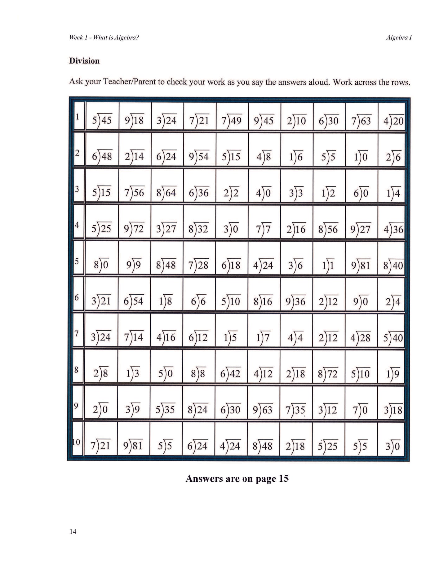 Math Grade 09 - Algebra I