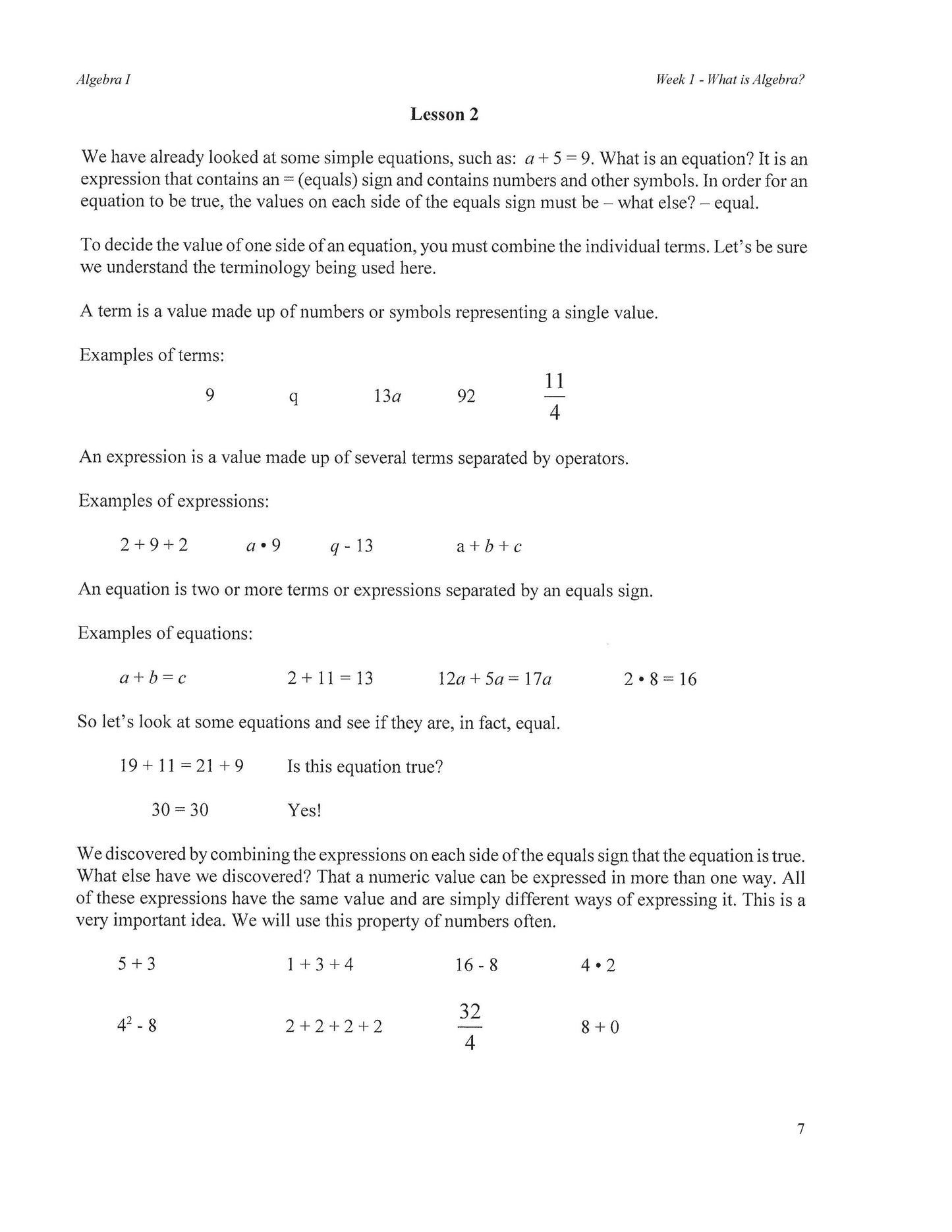 Math Grade 09 - Algebra I