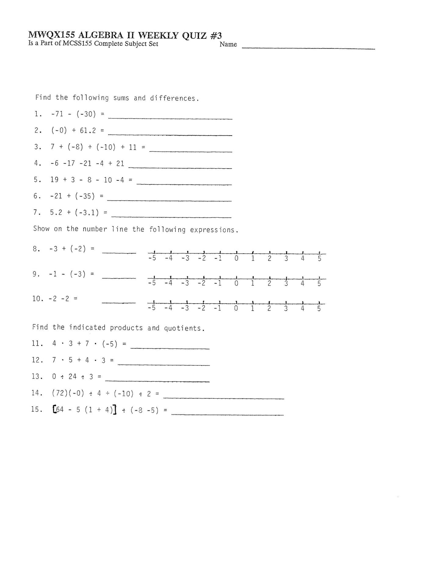 Math Grade 11 - Algebra II