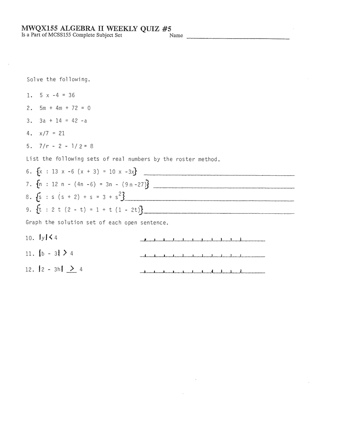 Math Grade 11 - Algebra II