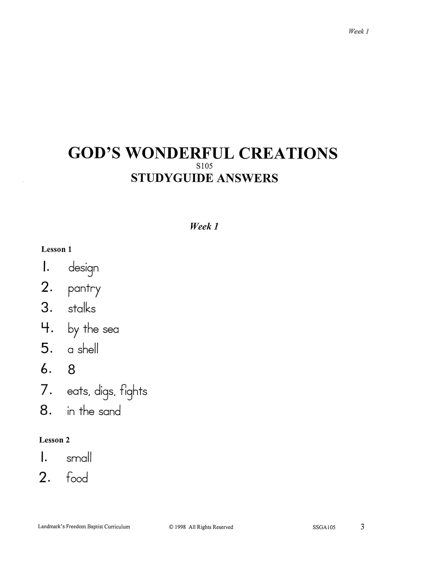 Science Grade 01 - God's Wonderful Creations