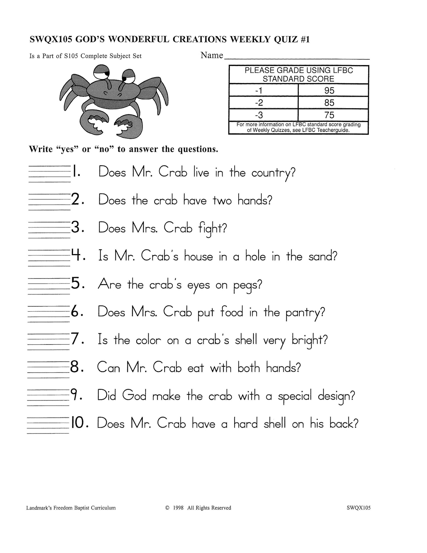 Science Grade 01 - God's Wonderful Creations