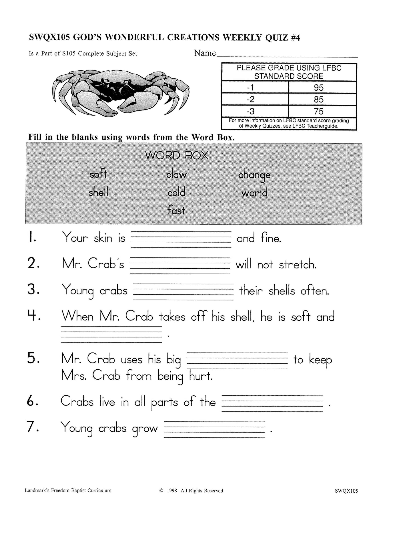 Science Grade 01 - God's Wonderful Creations