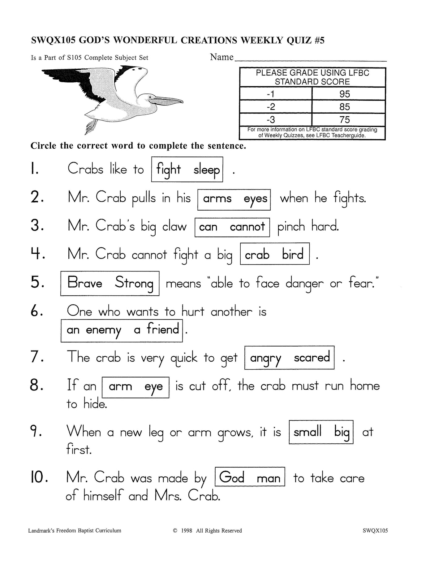 Science Grade 01 - God's Wonderful Creations