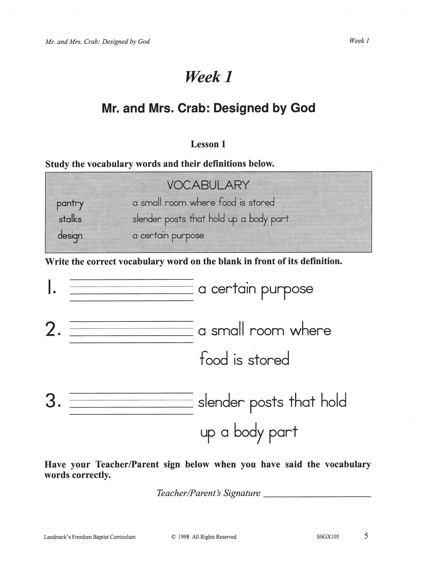 Science Grade 01 - God's Wonderful Creations