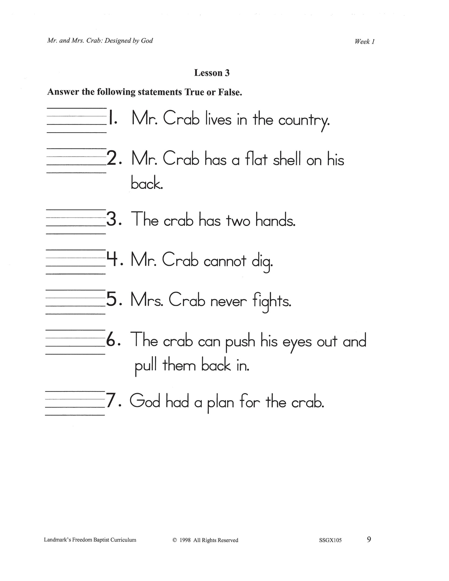 Science Grade 01 - God's Wonderful Creations