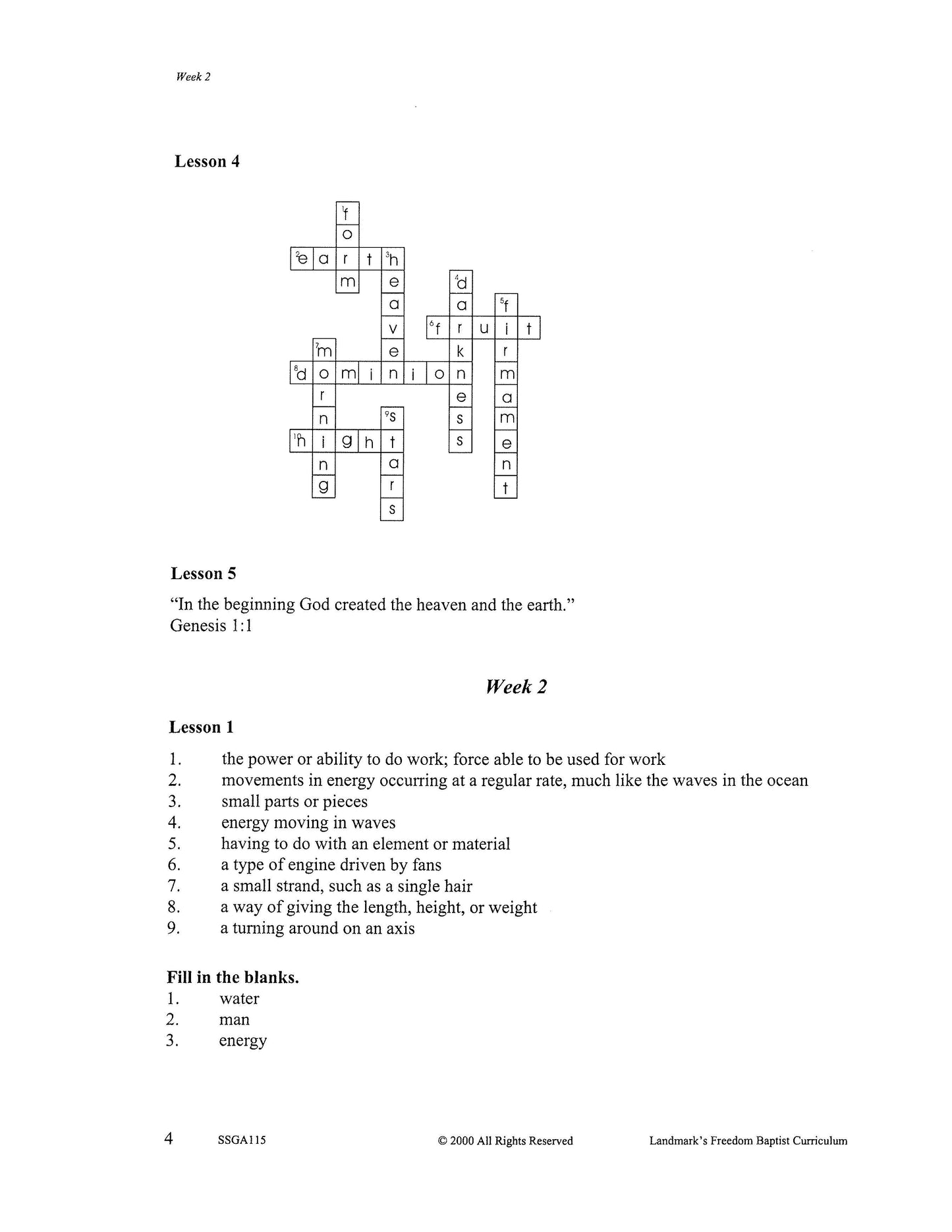 Science Grade 03 - Creation Day-by-Day