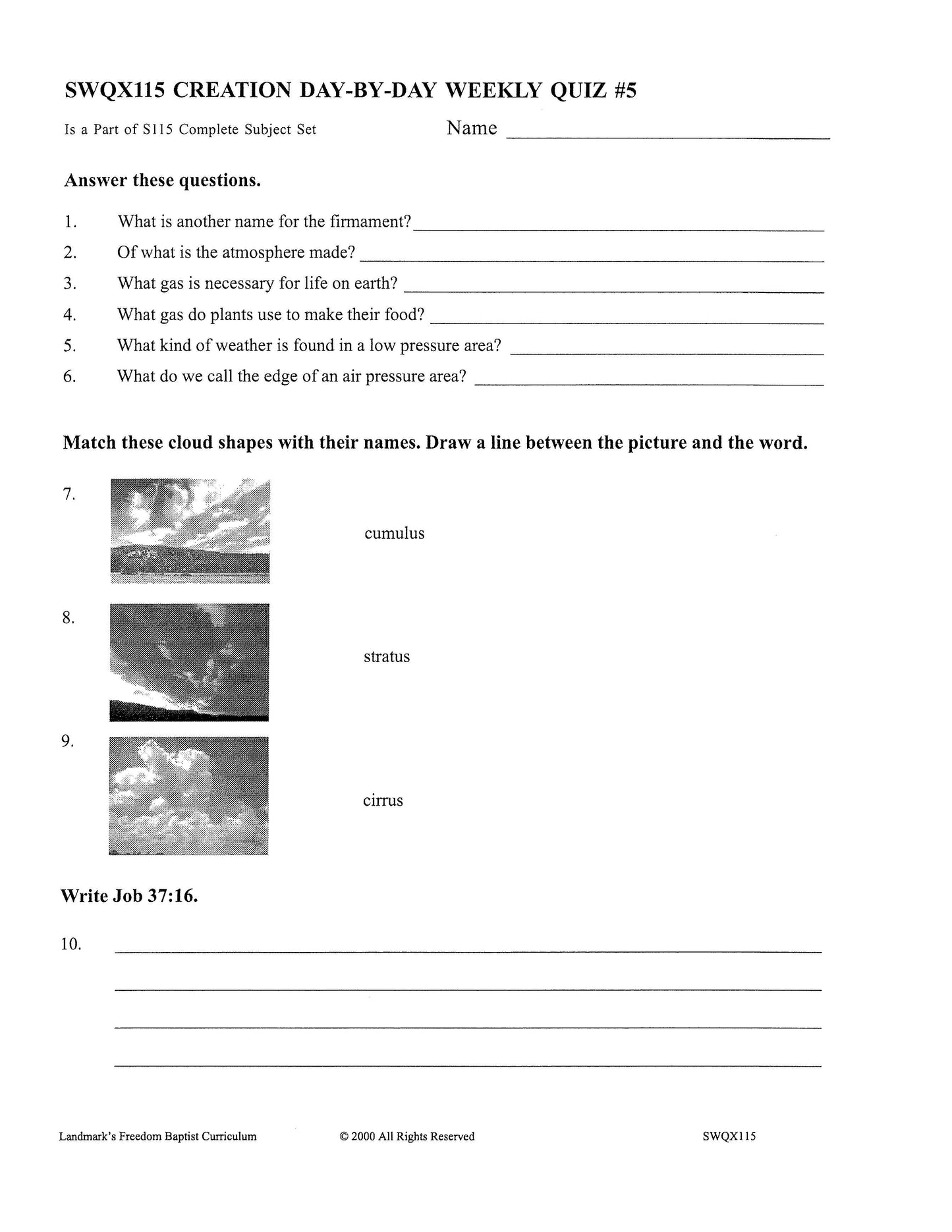 Science Grade 03 - Creation Day-by-Day