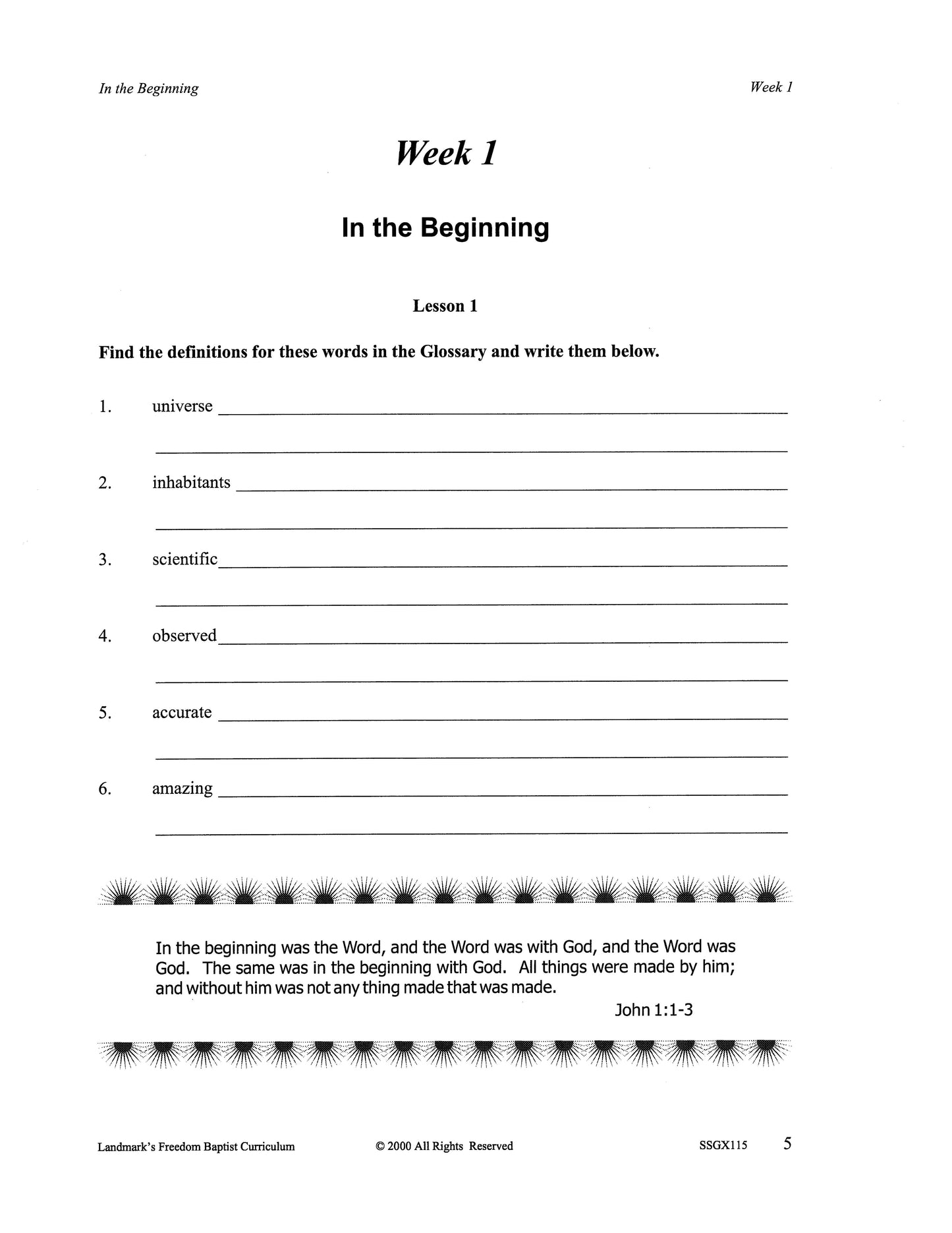 Science Grade 03 - Creation Day-by-Day