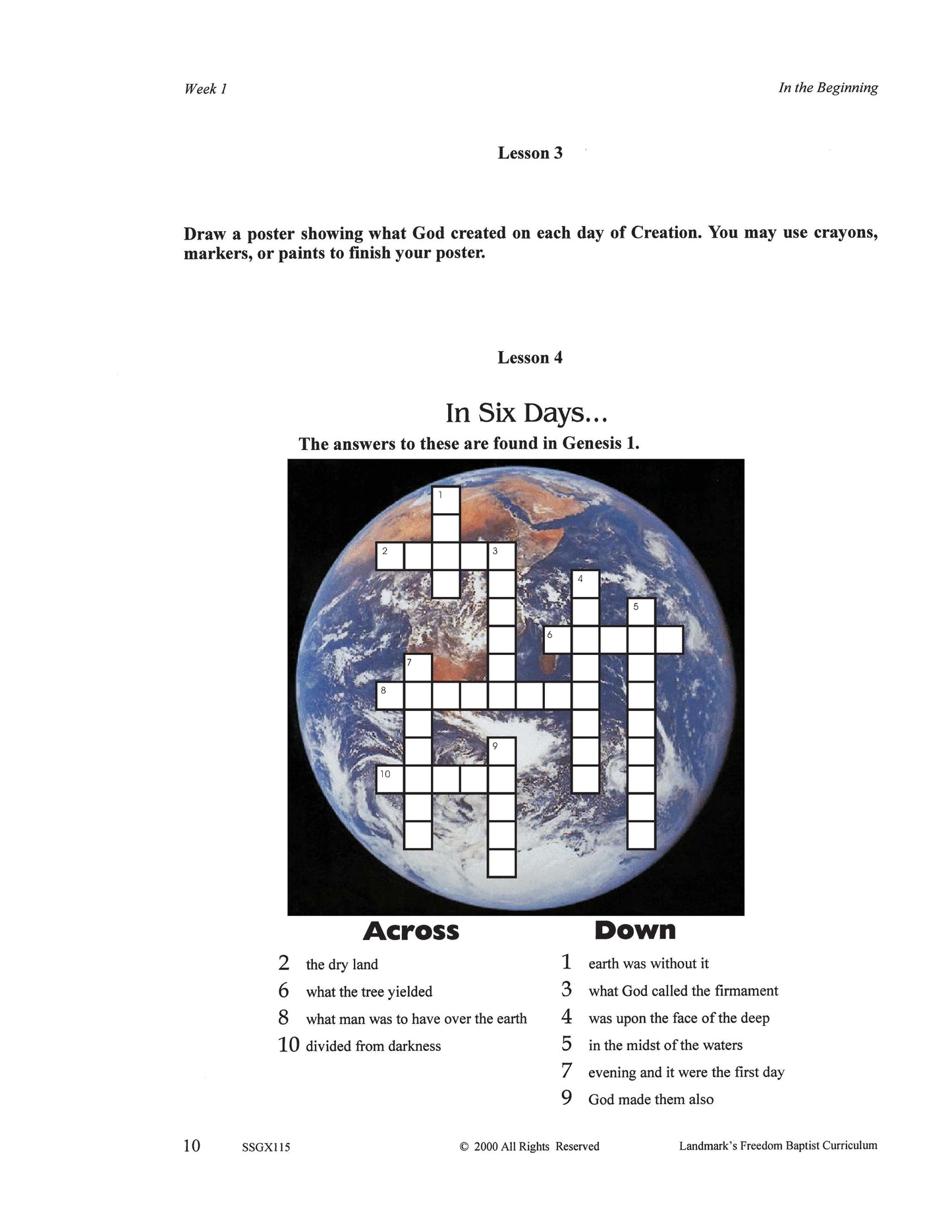 Science Grade 03 - Creation Day-by-Day