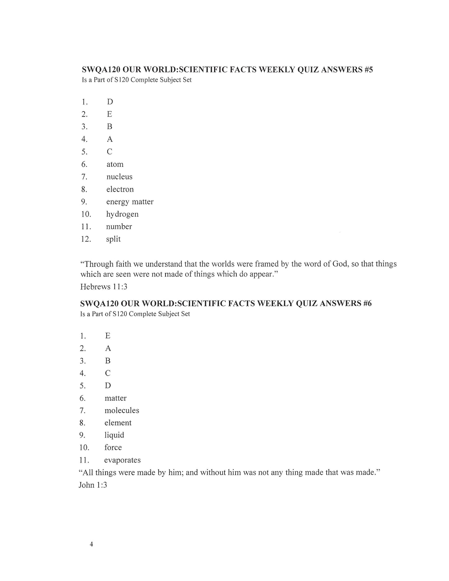 Science Grade 04 - Our World : Scientific Facts