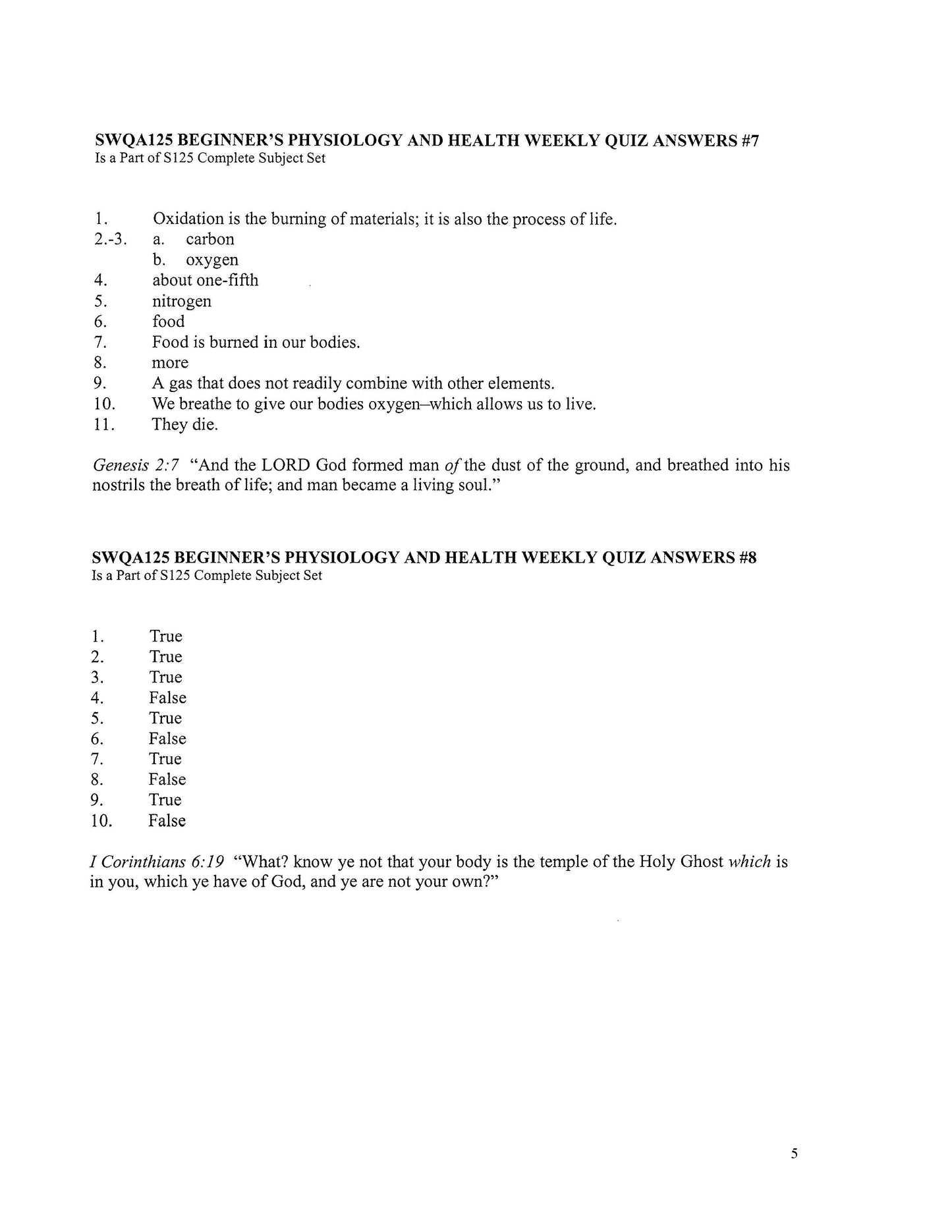 Science Grade 05 - Beginner's Physiology & Health