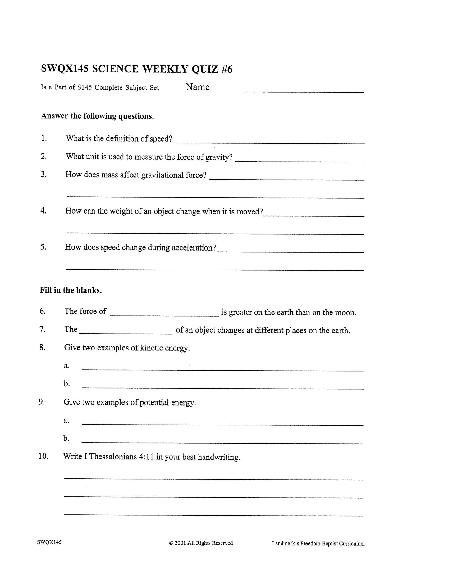Science Grade 09 - Physical Science