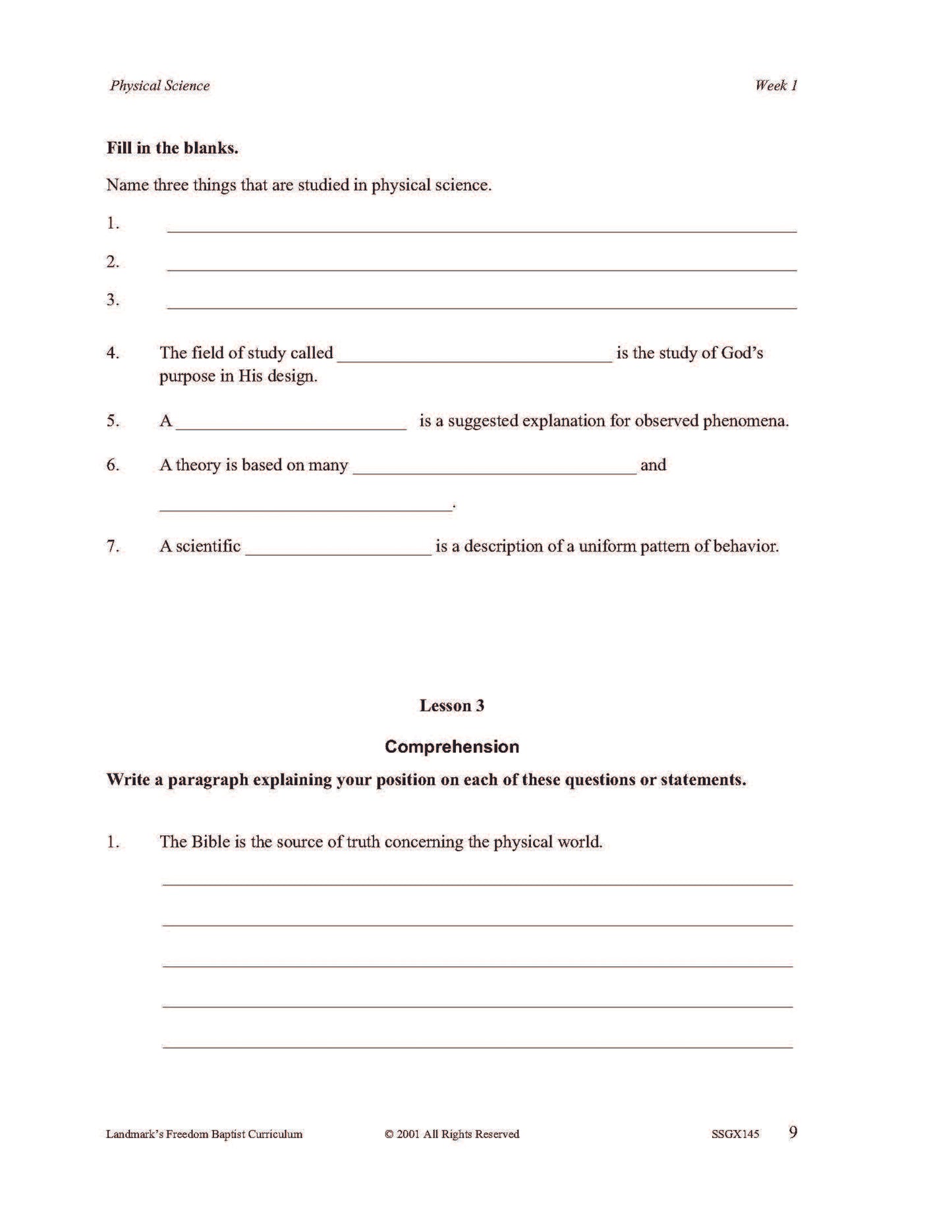Science Grade 09 - Physical Science