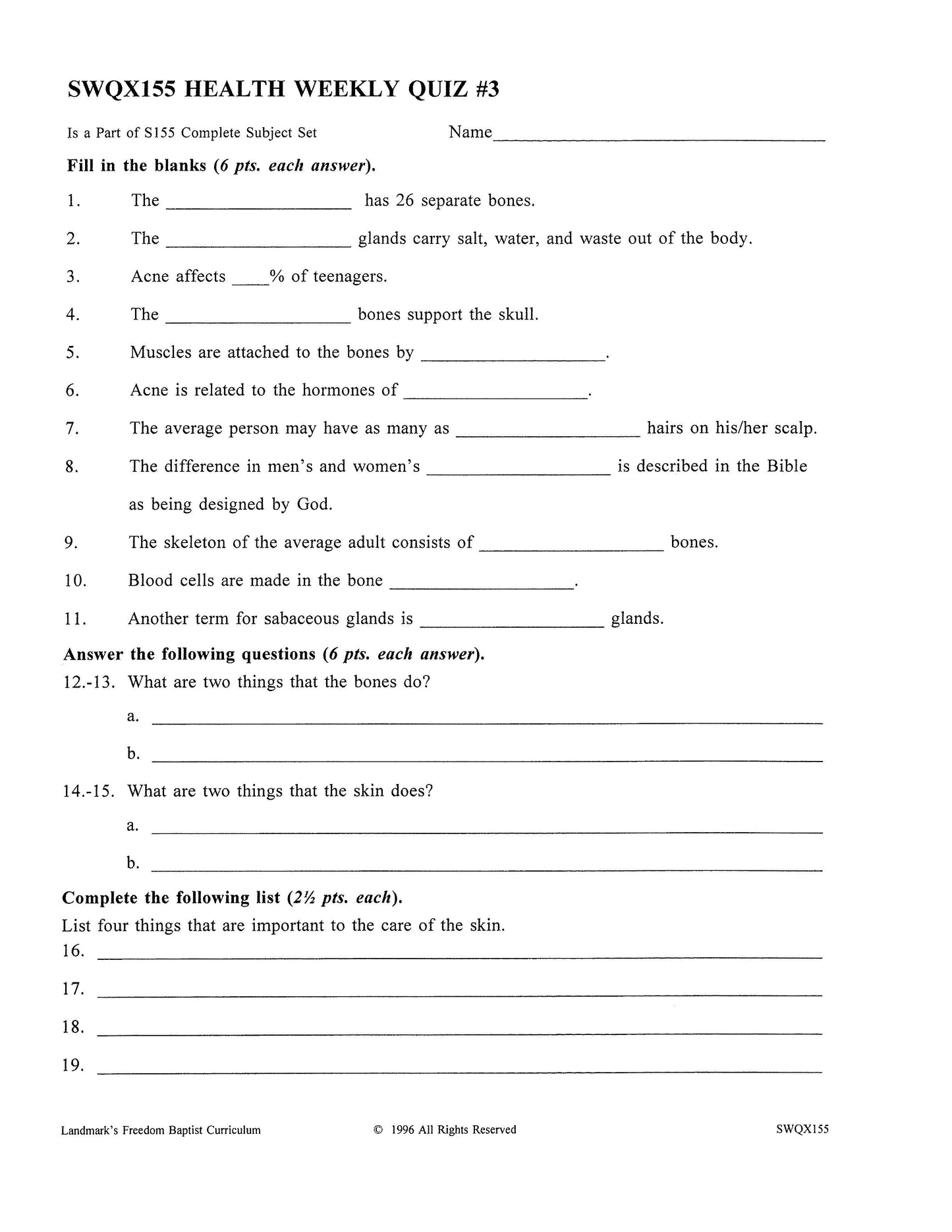 Science Grade 11 - Health & Dynamic Biblical Living