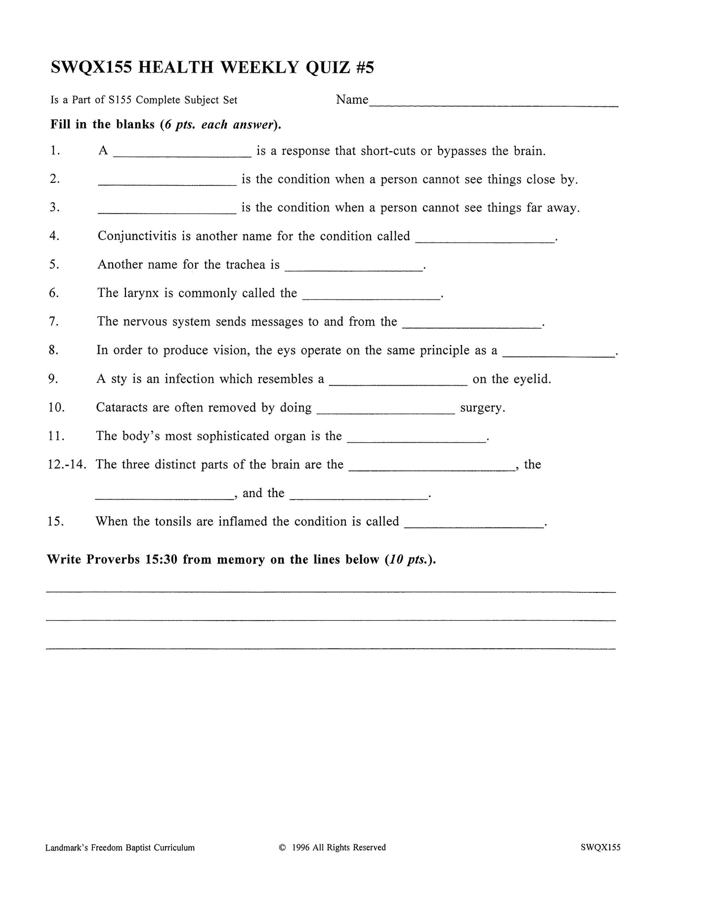 Science Grade 11 - Health & Dynamic Biblical Living