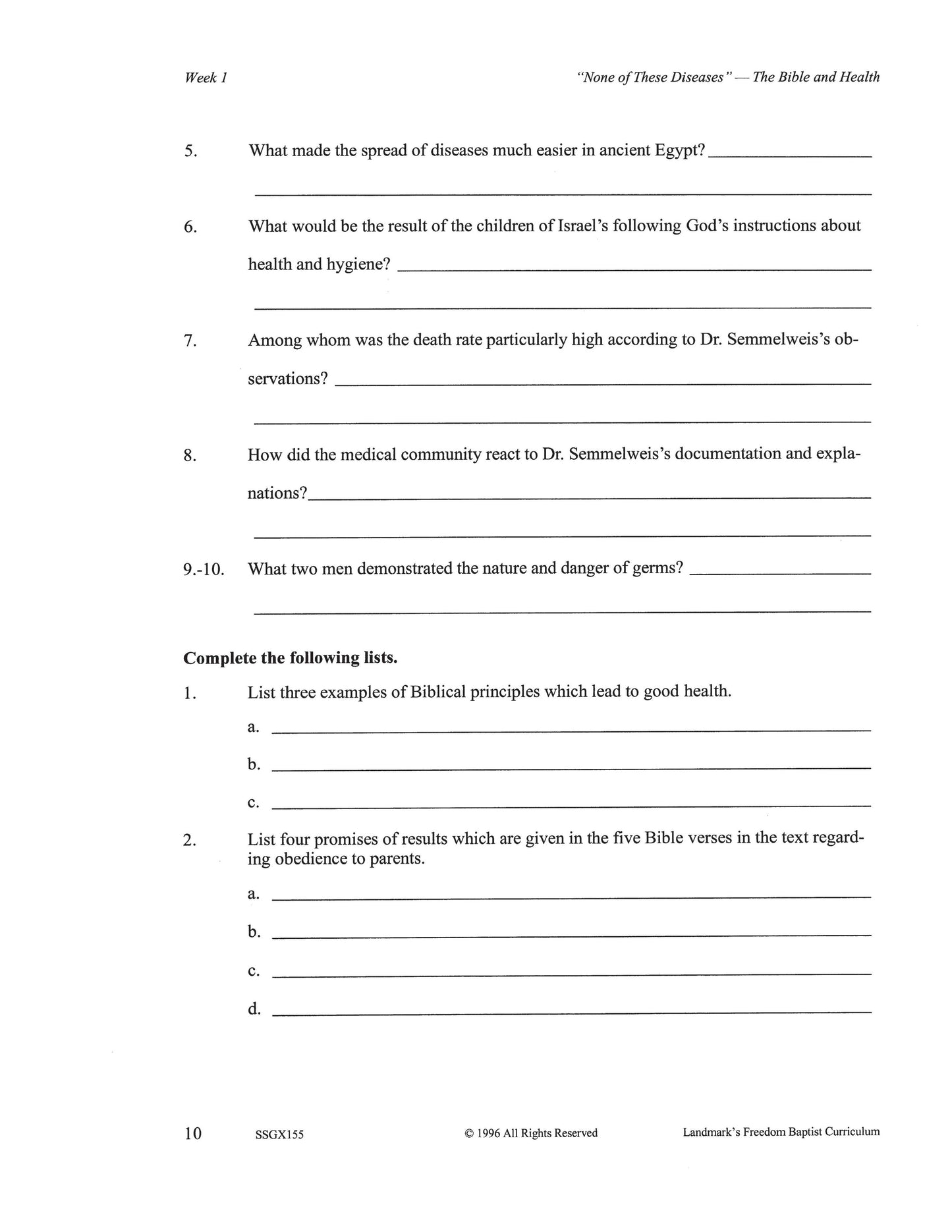 Science Grade 11 - Health & Dynamic Biblical Living