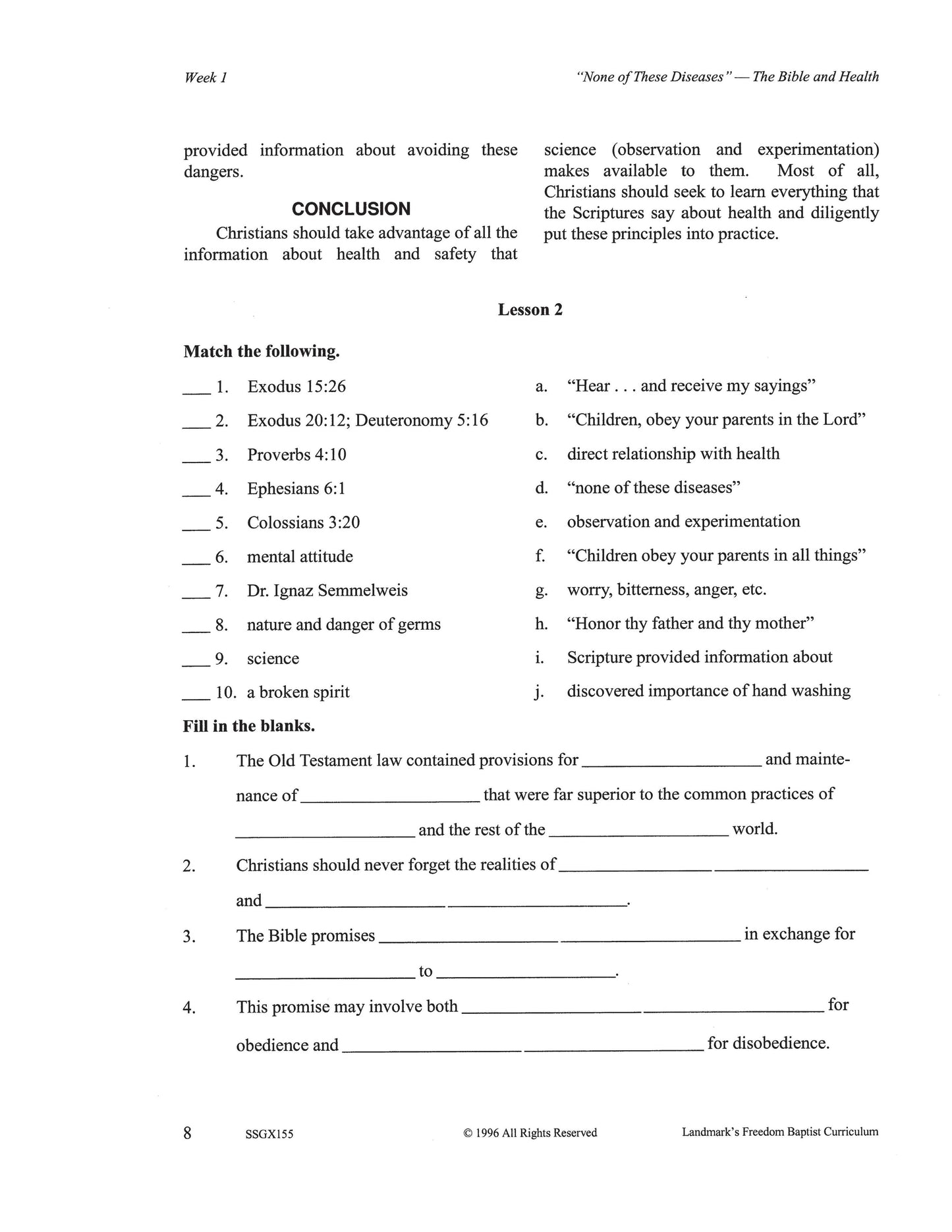Science Grade 11 - Health & Dynamic Biblical Living