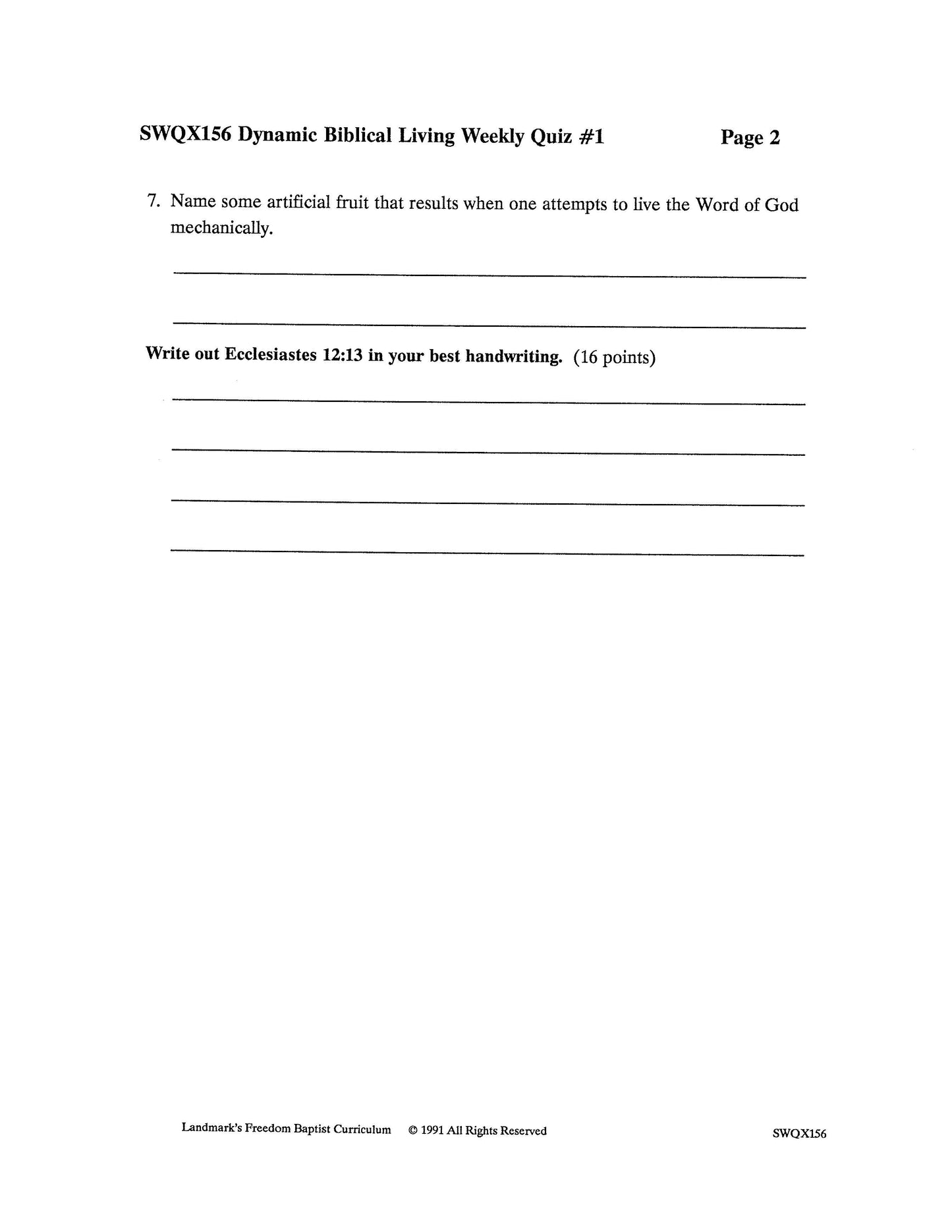 Science Grade 11 - Health & Dynamic Biblical Living