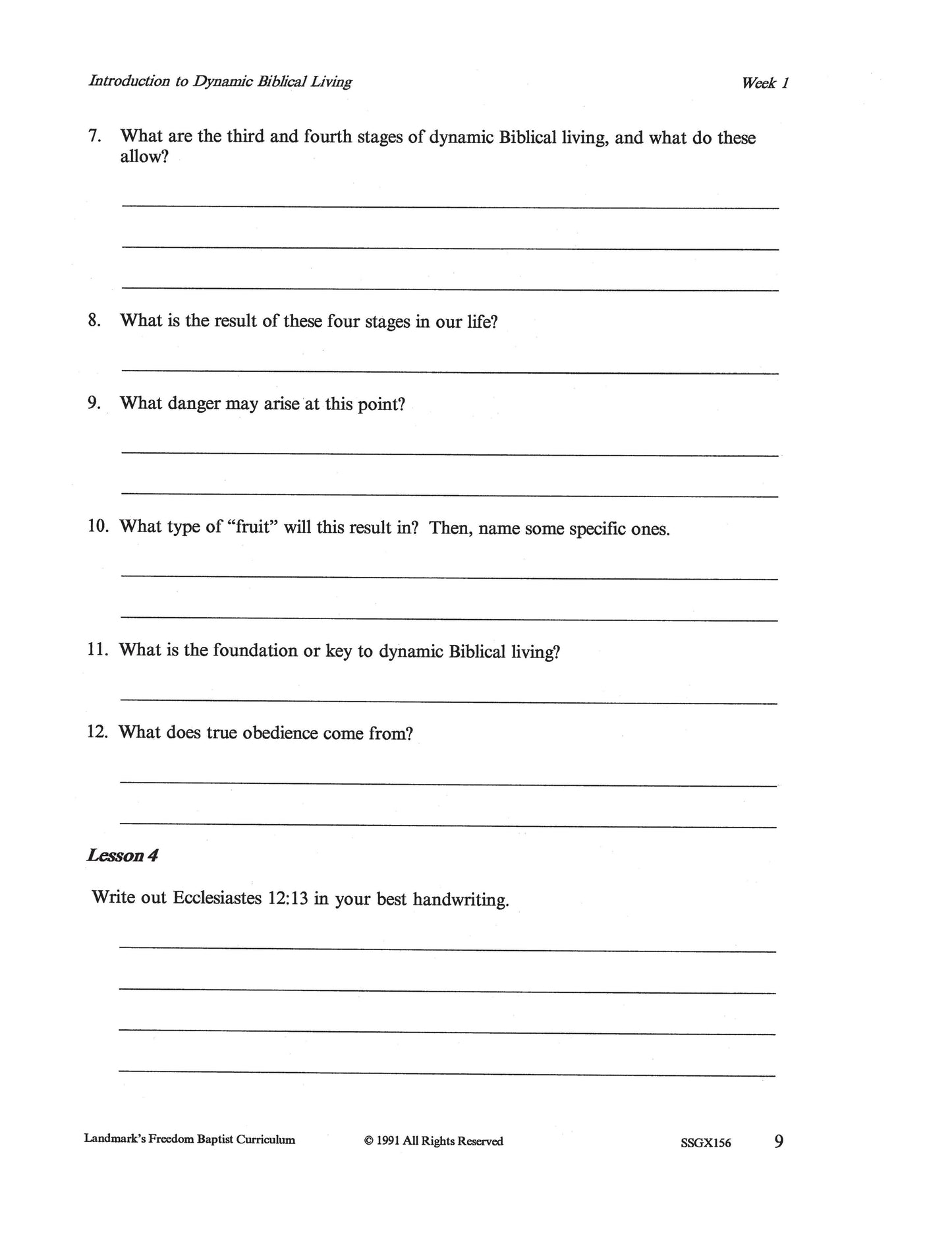 Science Grade 11 - Health & Dynamic Biblical Living